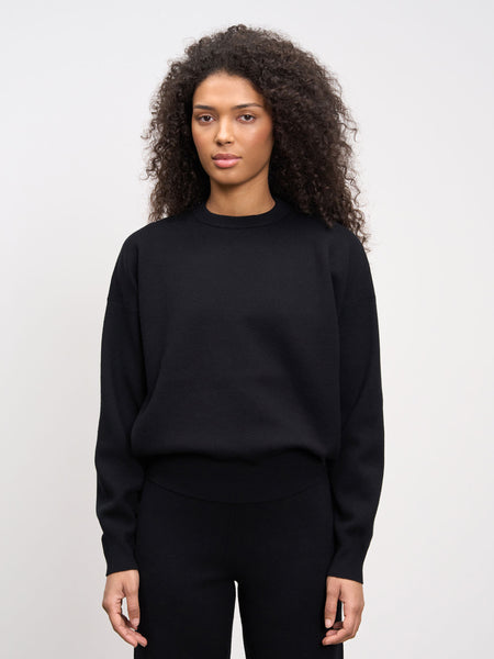 Womens Chunky Knitted Sweatshirt in Black