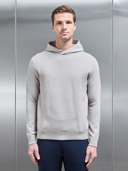 Chunky Knitted Pull Over Hoodie in Stone