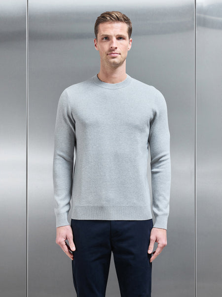 Chunky Knitted Sweatshirt in Marl Grey