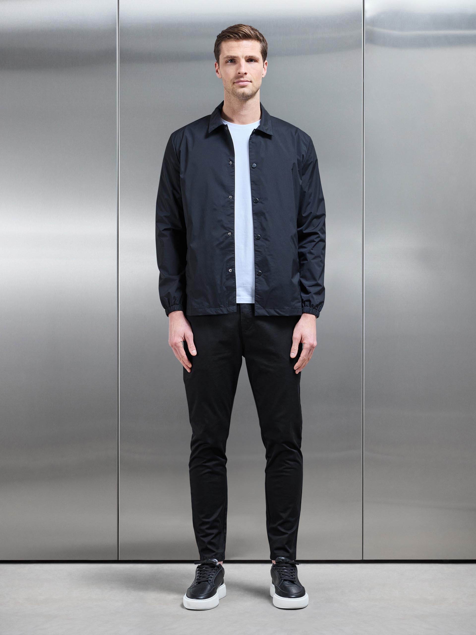 Nylon Coach Jacket in Black