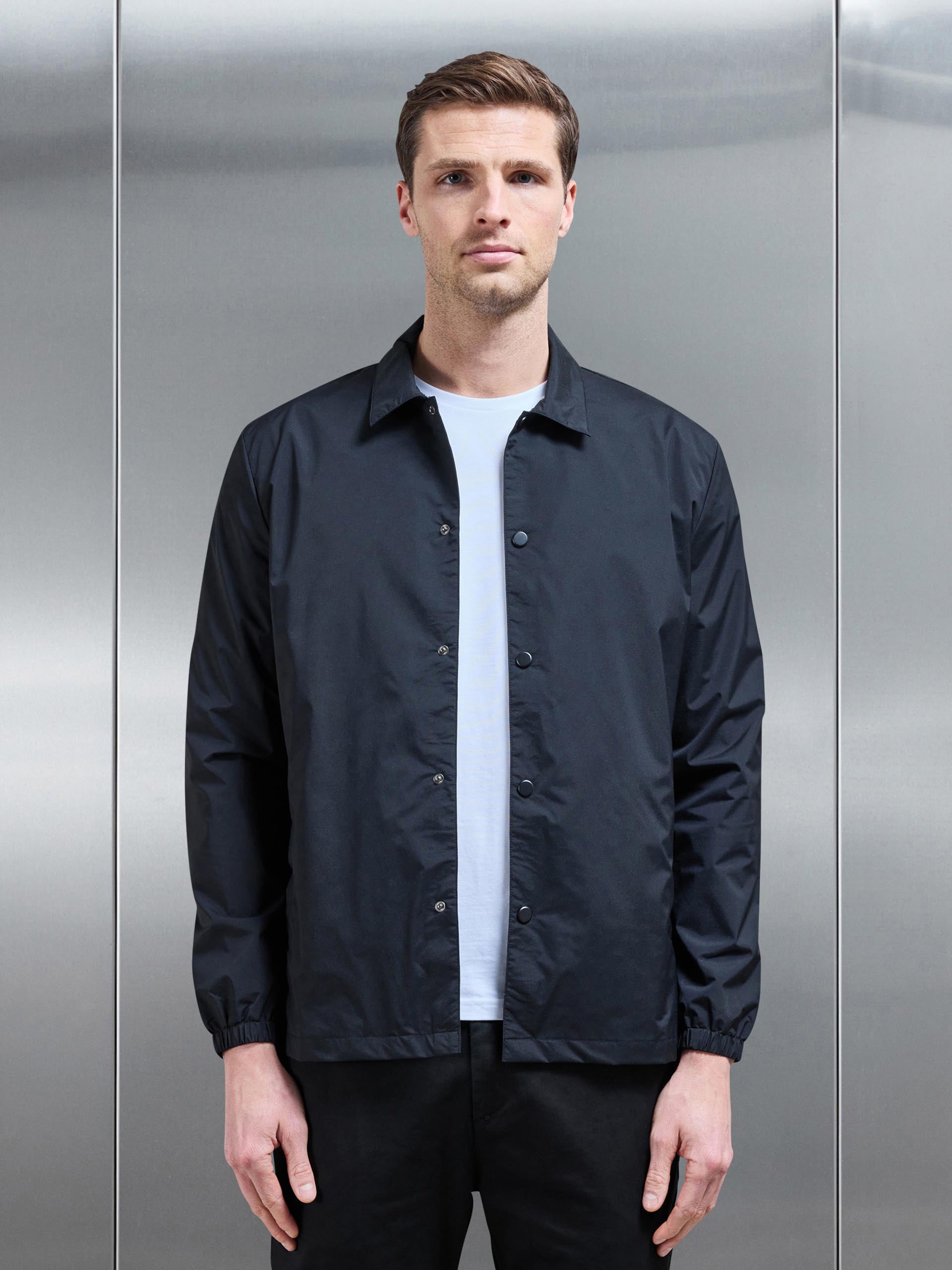 Nylon Coach Jacket in Black
