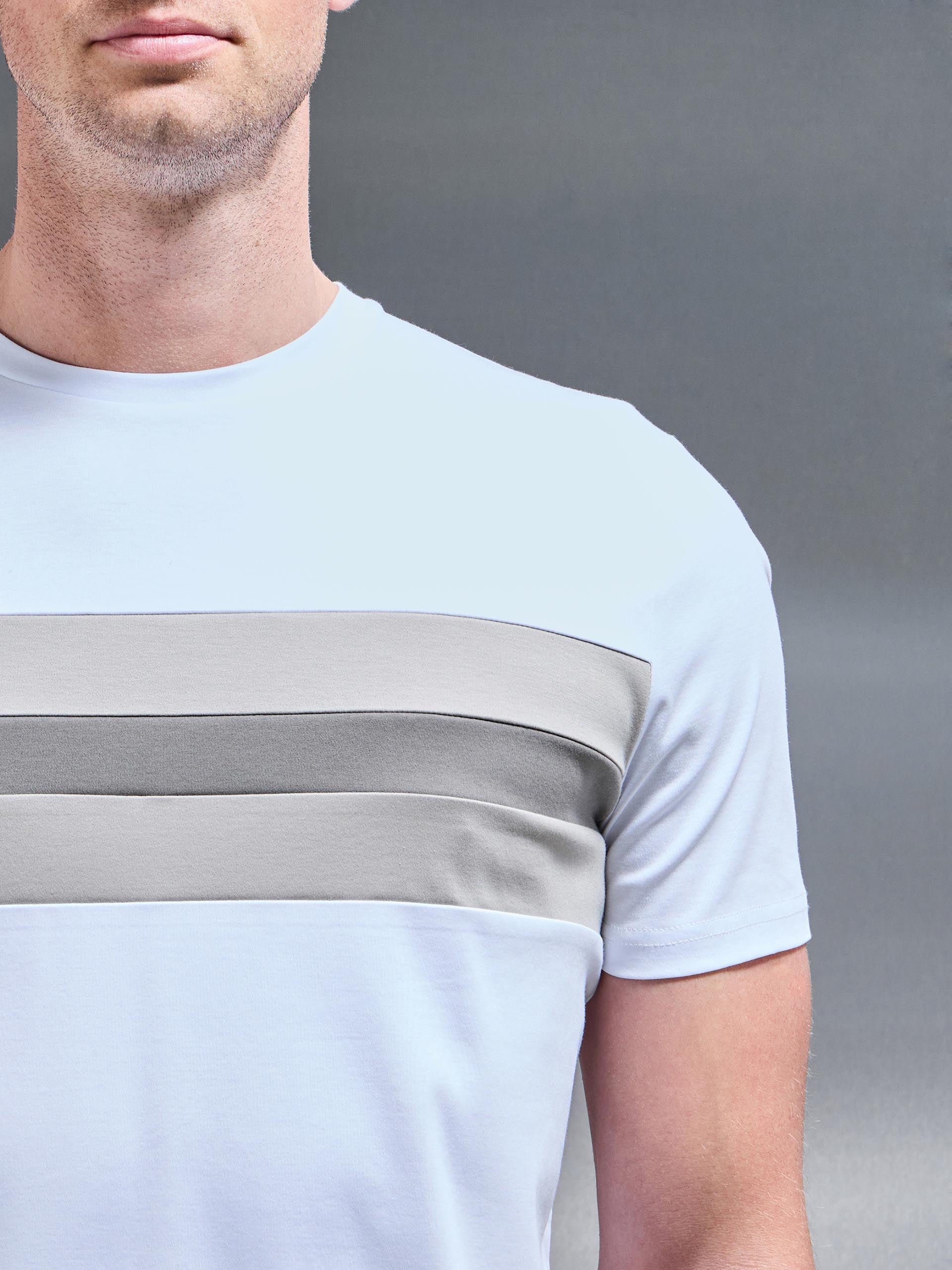 Coley Mercerised Colour Block T-Shirt in White