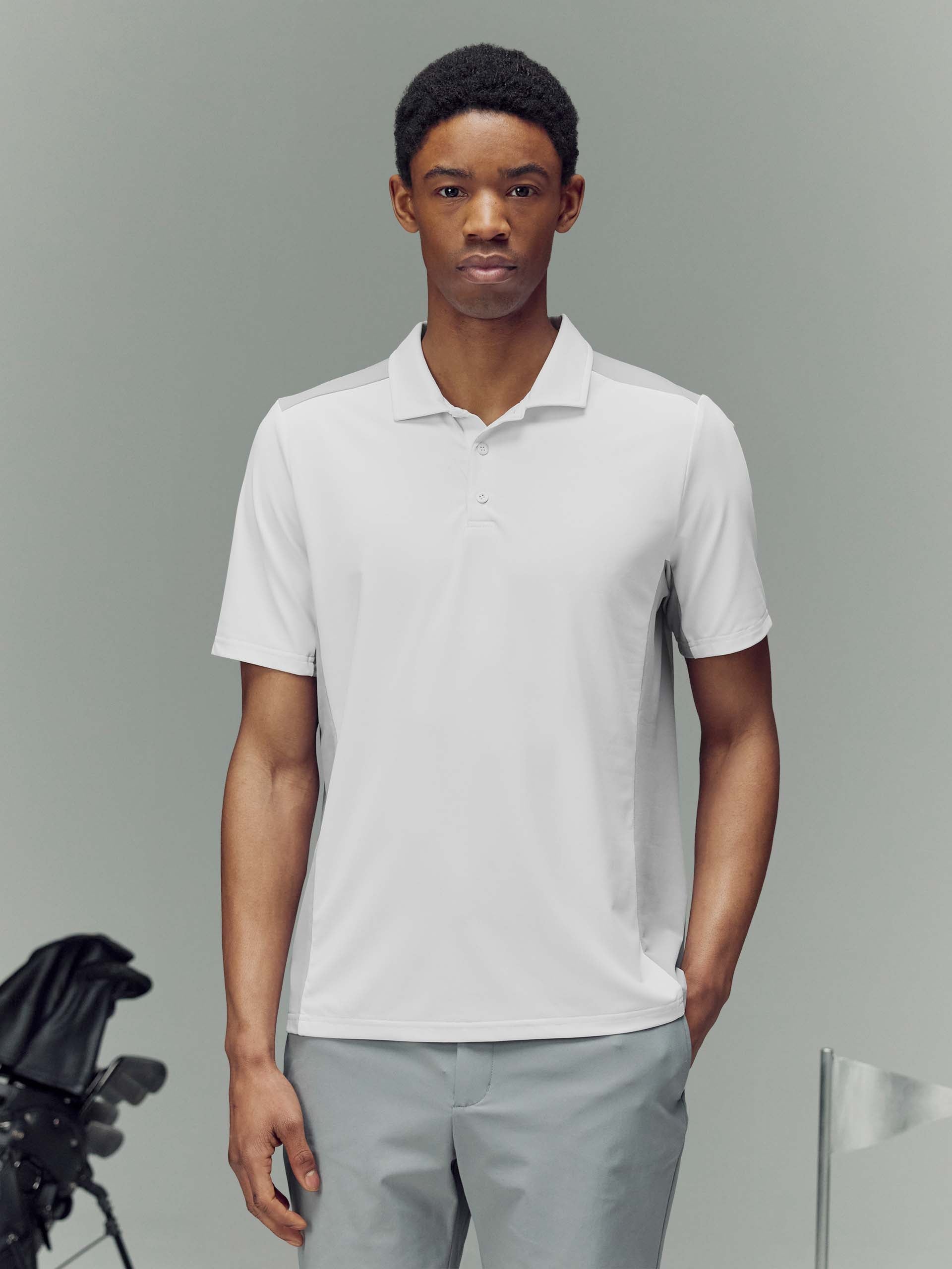 Golf Colour Block Polo Shirt in White