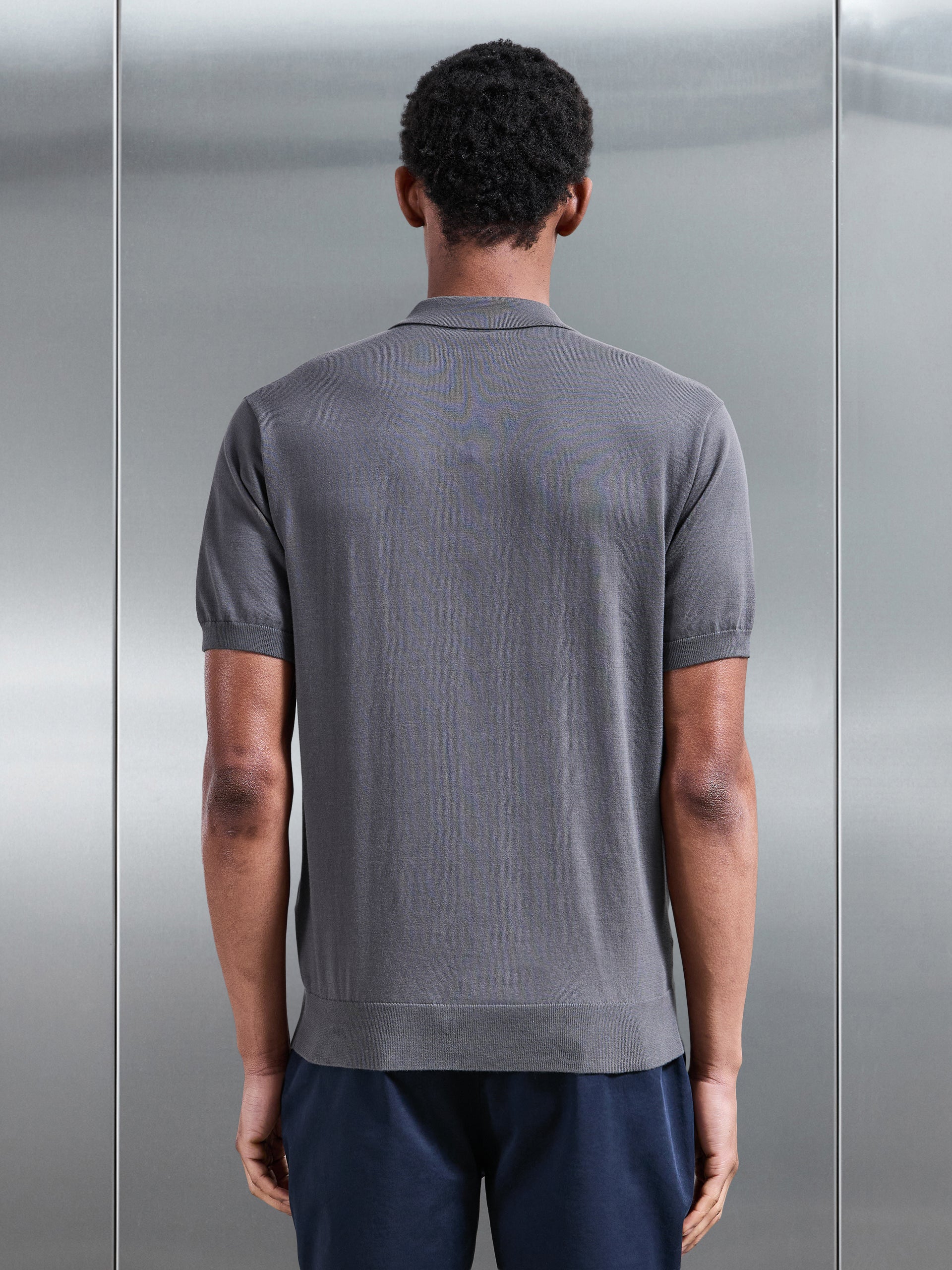 Cotton and Silk Polo Shirt in Grey