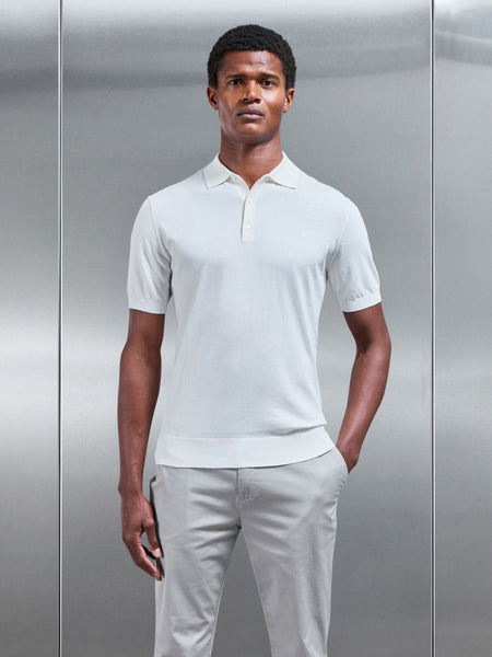 Cotton And Silk Polo Shirt in Off White