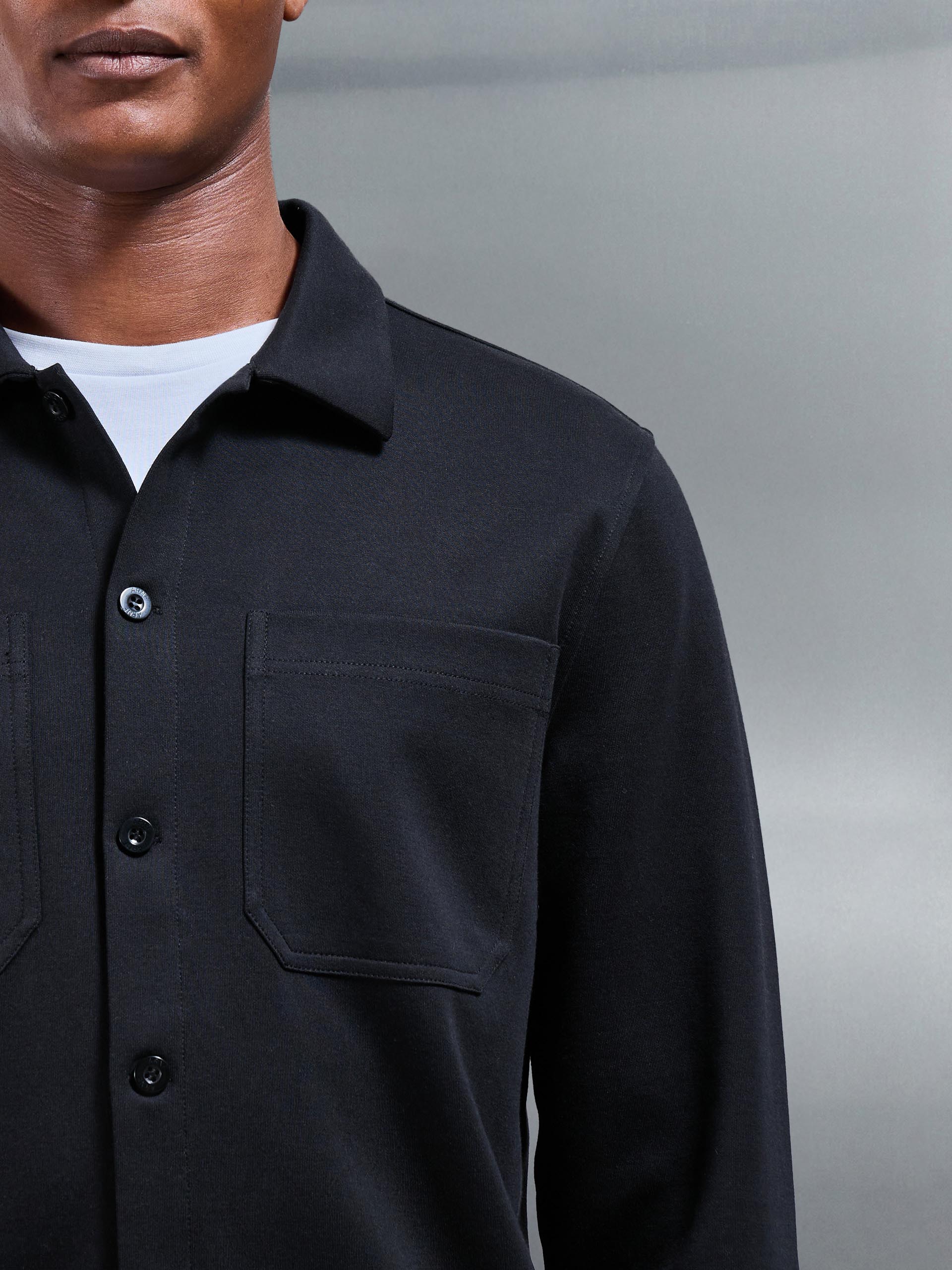 Cotton Jersey Overshirt in Black