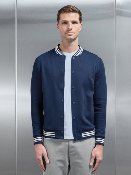 Cotton Jersey Varsity Jacket in Navy