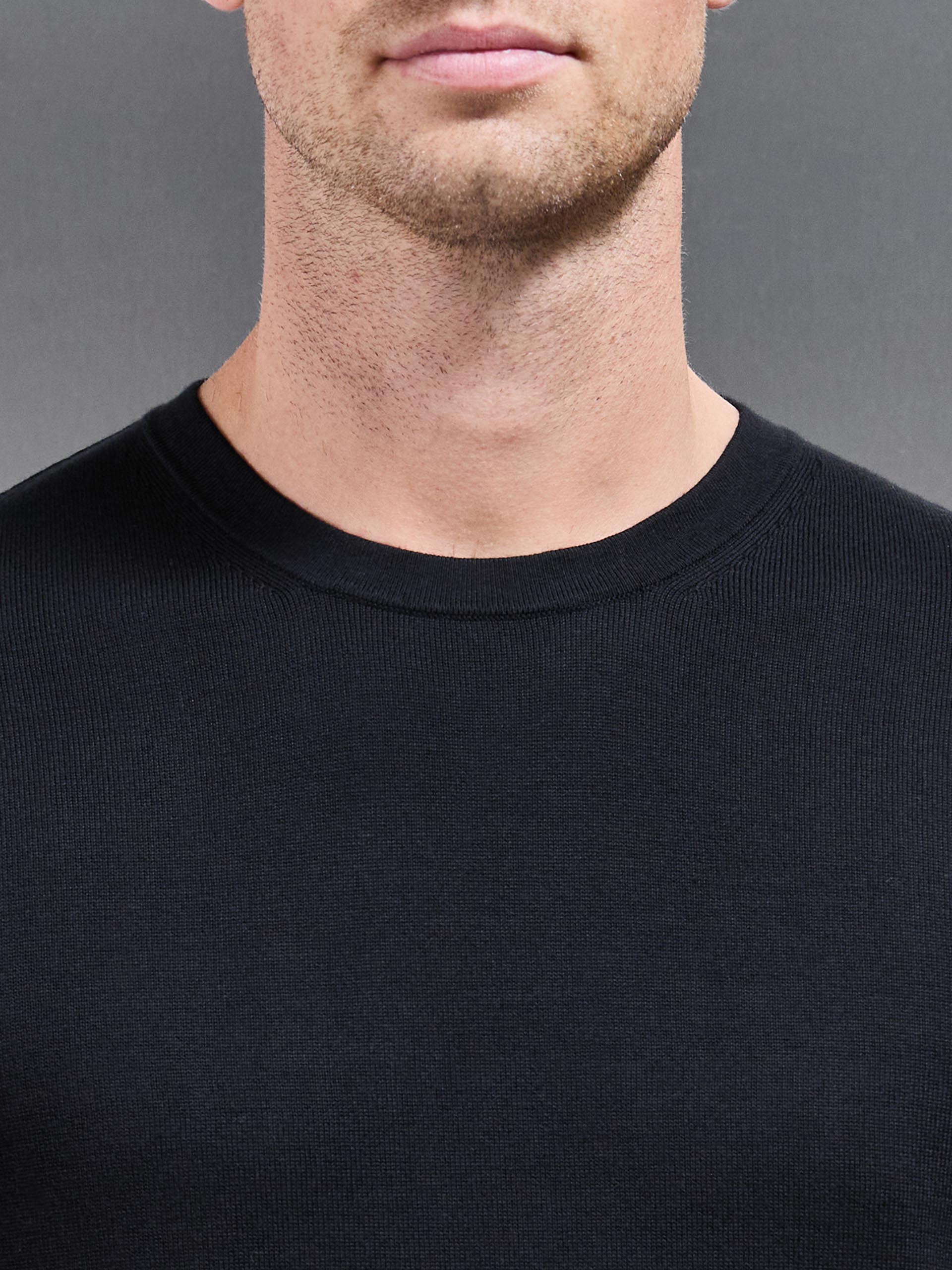 Cotton Knitted T-Shirt in Black