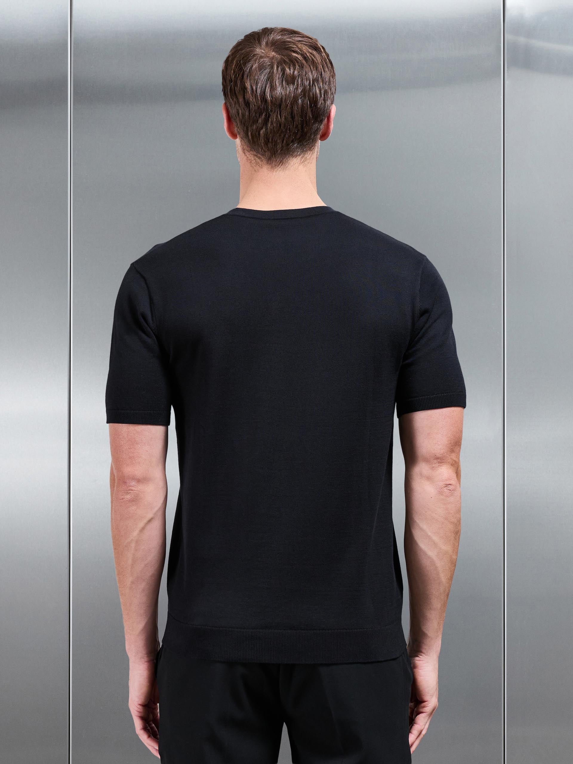 Cotton Knitted T-Shirt in Black