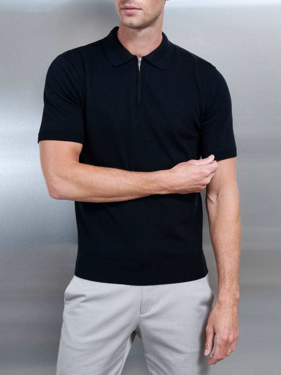 Black polo with outlet zip