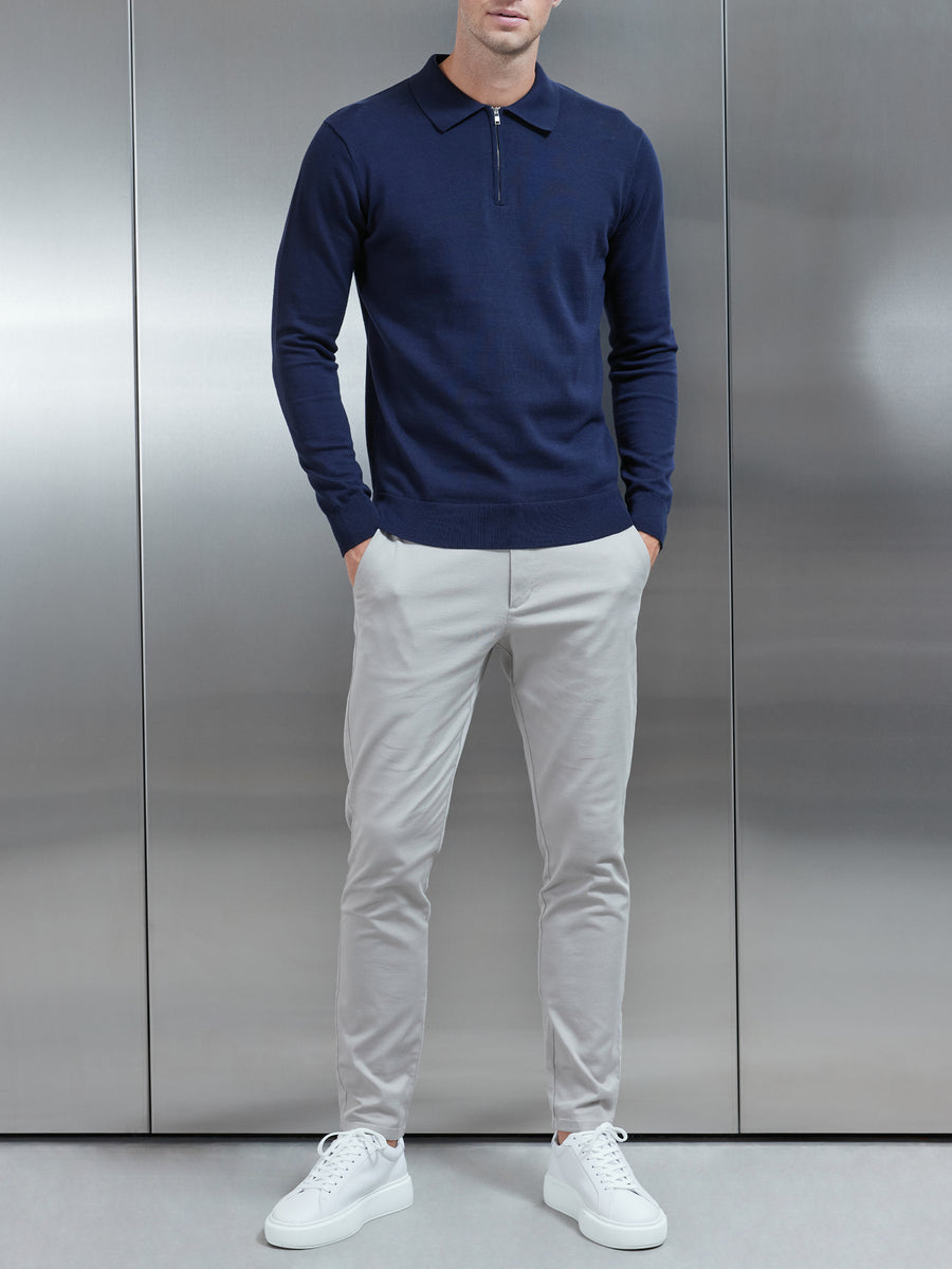 White polo and hot sale navy blue pants