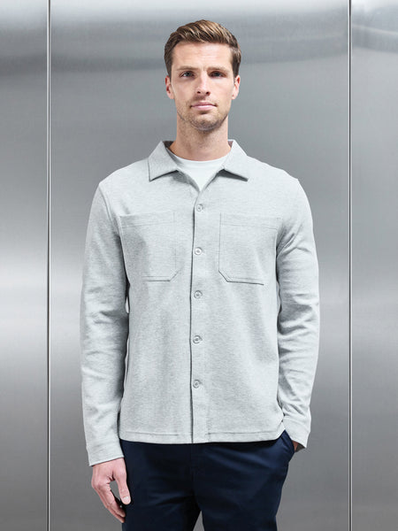 Cotton Jersey Overshirt in Marl Grey