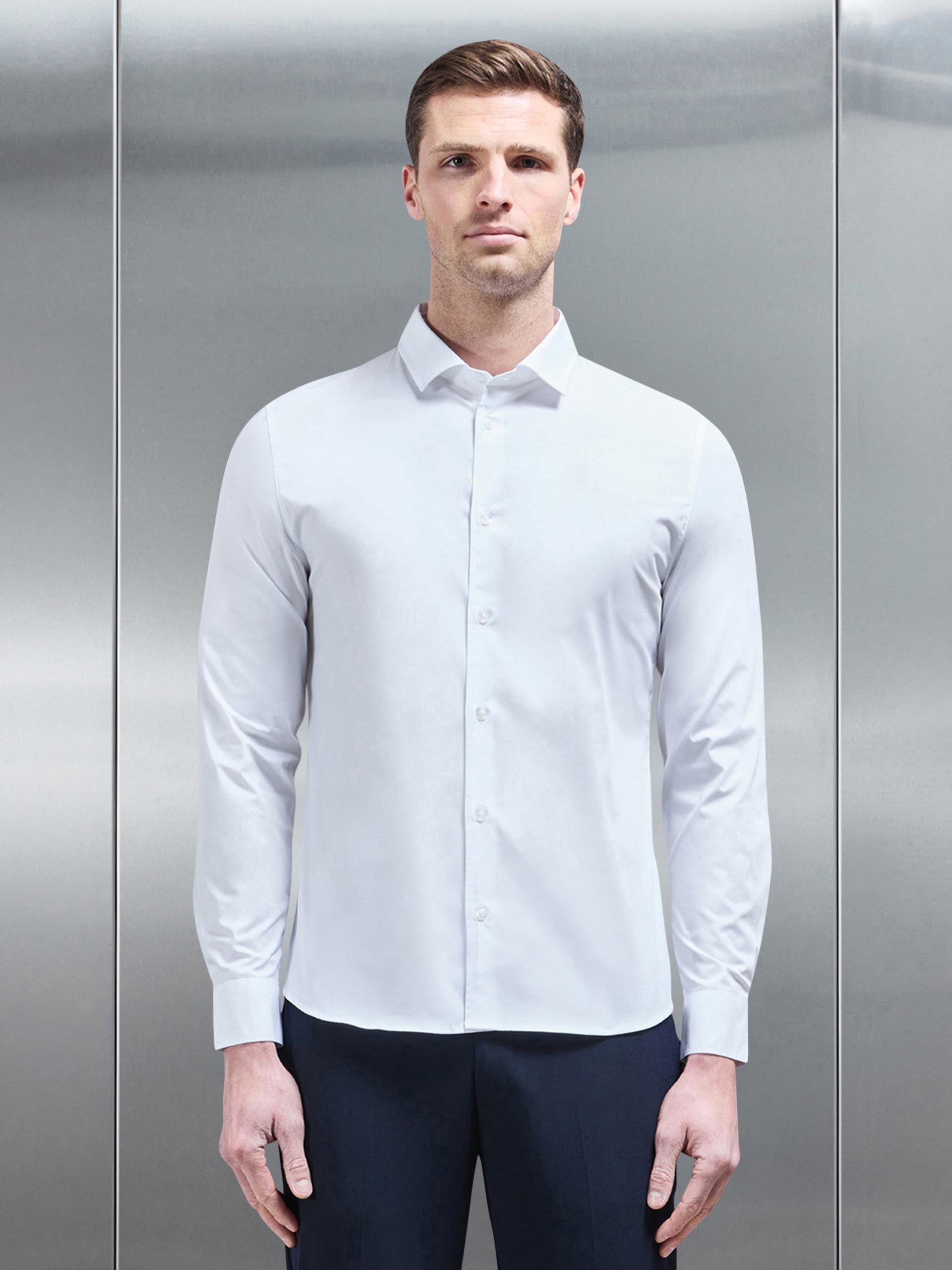 Cotton Stretch Shirt in White