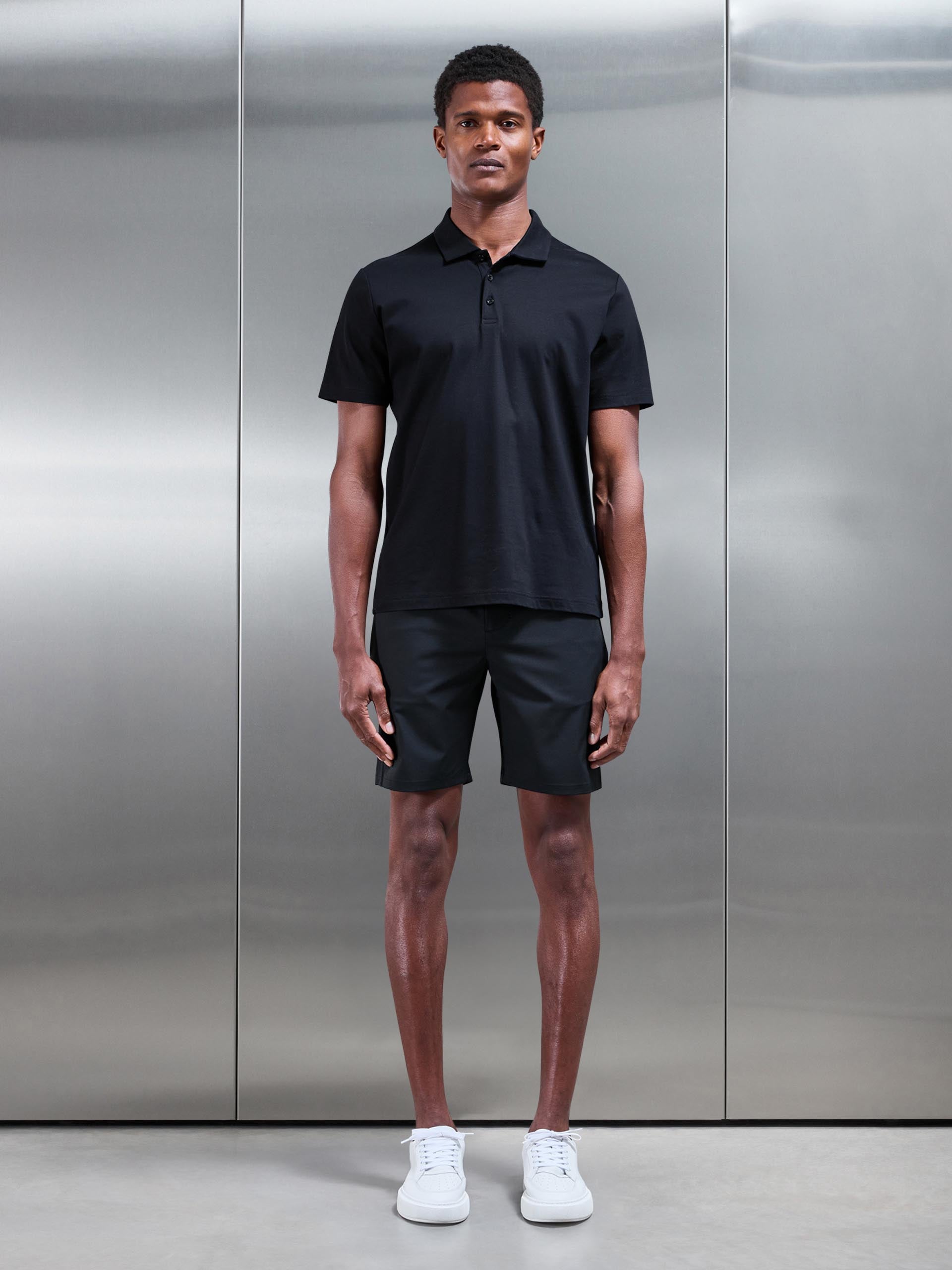 Crease Resistant Stretch Chino Short in Black