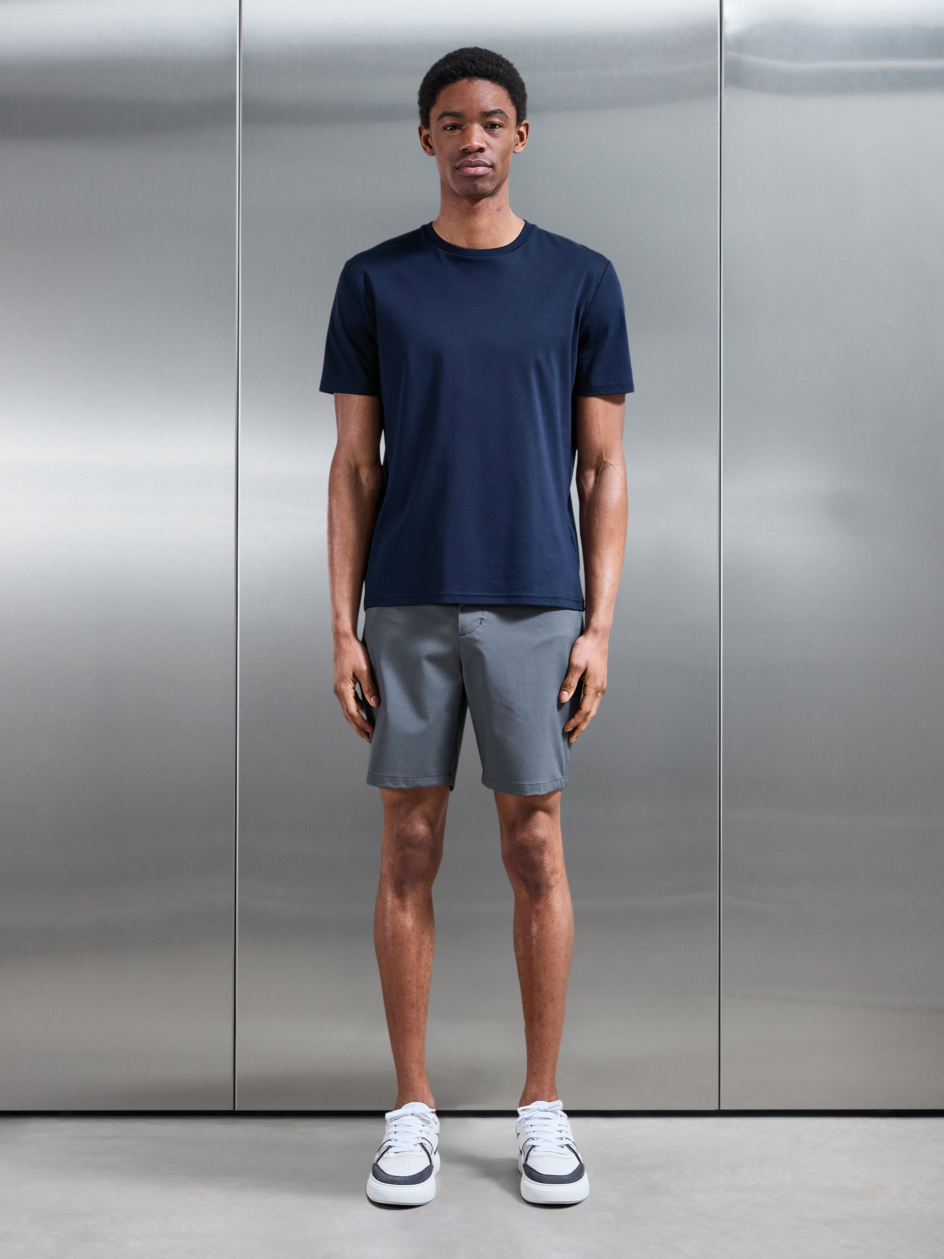 Crease Resistant Stretch Chino Short in Grey