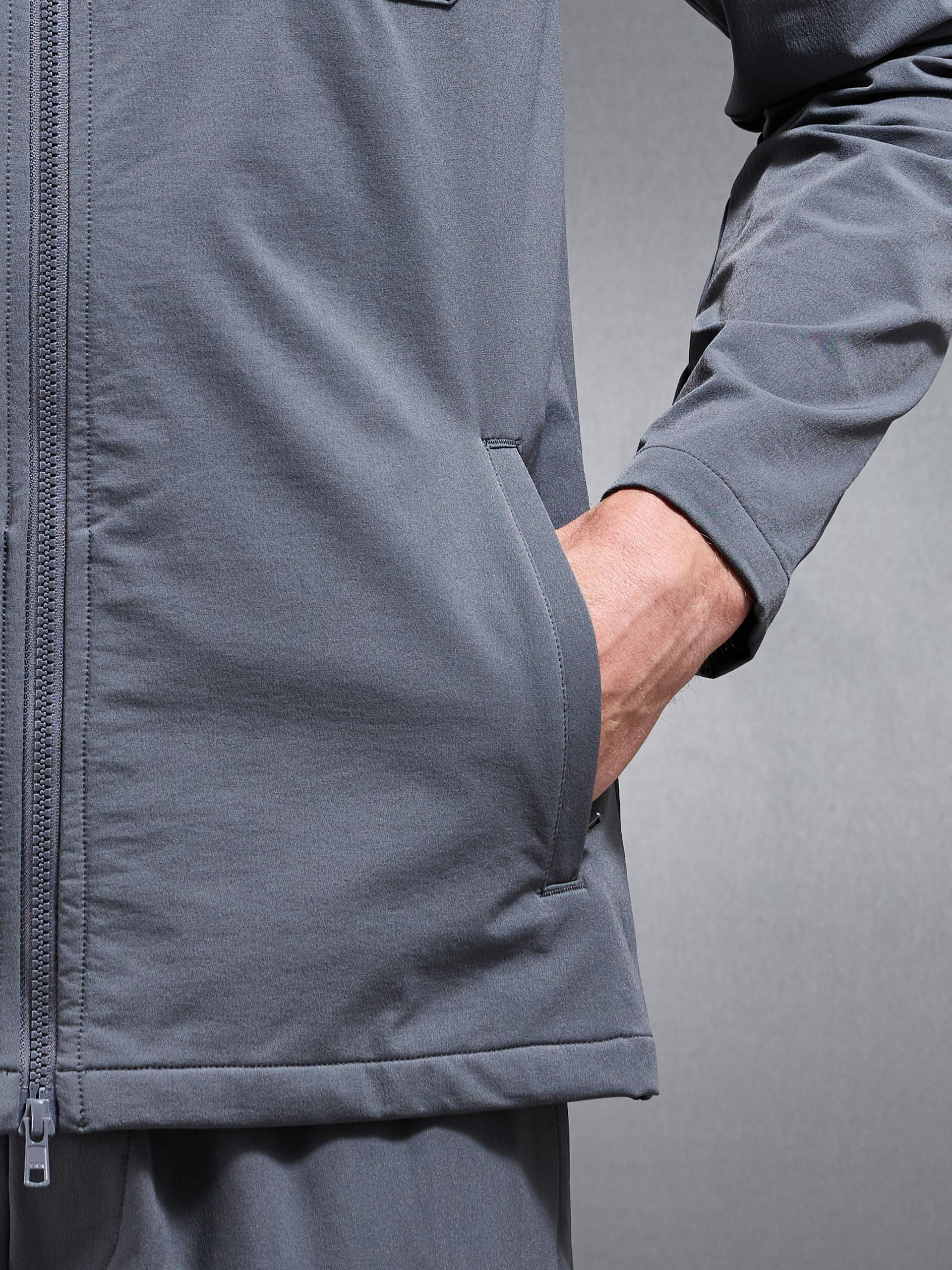 Cargo Zip Through Jacket in Grey