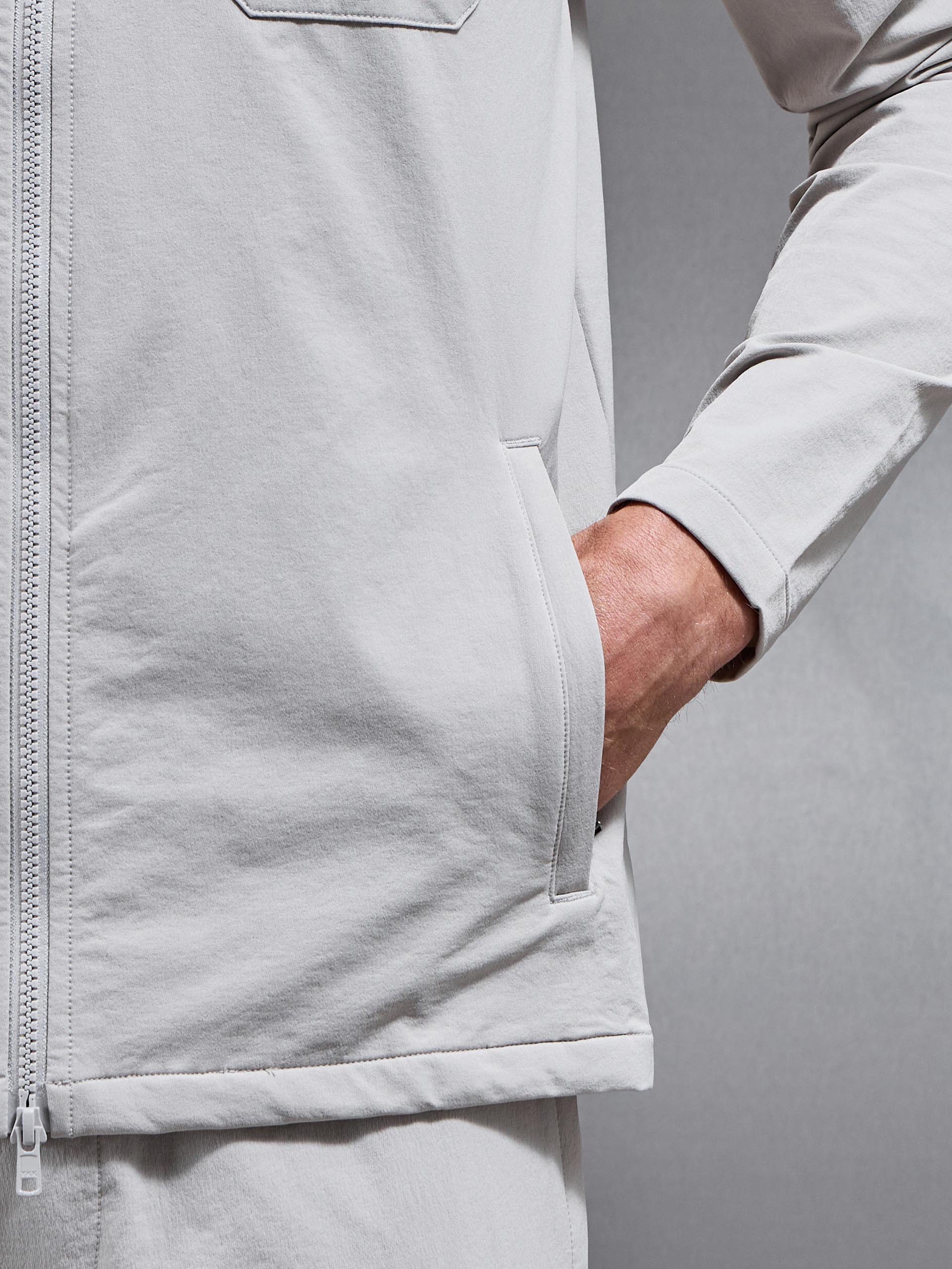 Cargo Zip Through Jacket in Stone