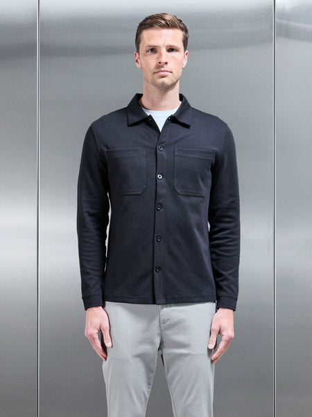 Cotton Jersey Overshirt in Black