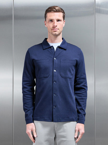 Cotton Jersey Overshirt in Navy