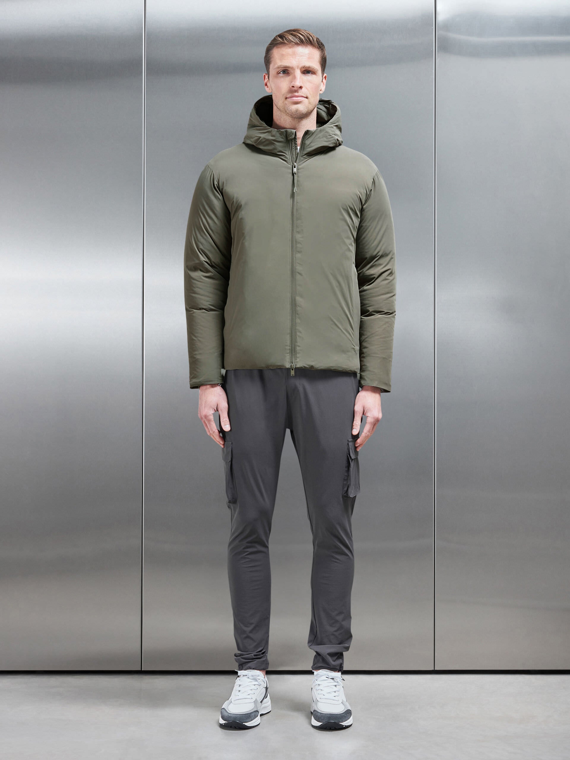 Down Padded Windbreaker in Olive