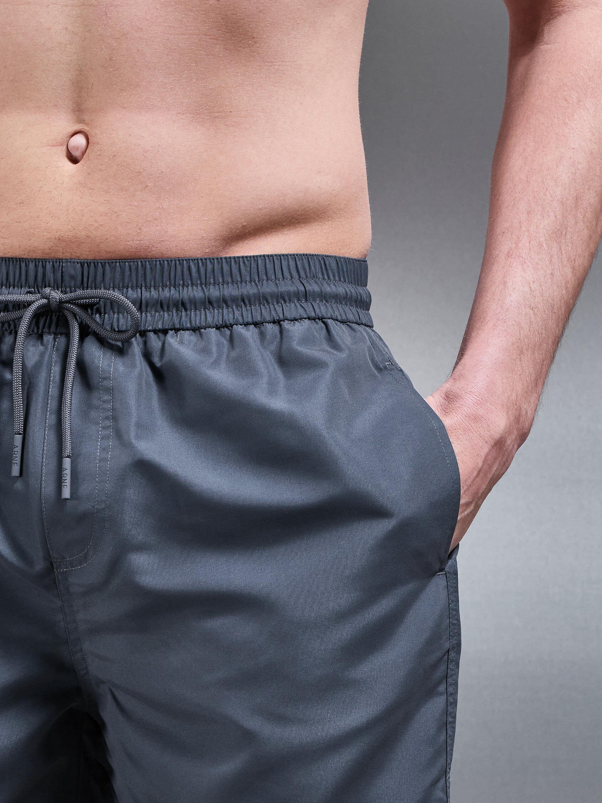 Essential Drawstring Swim Short in Grey