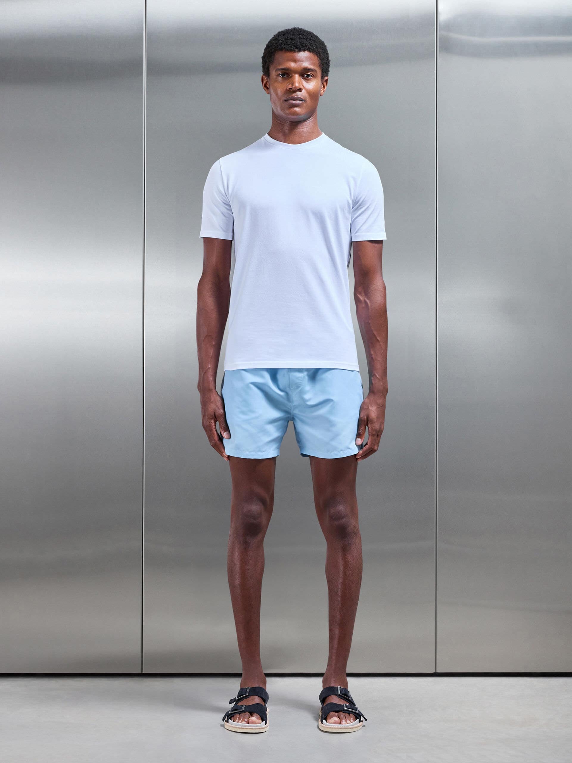 Essential Drawstring Swim Short in Soft Blue