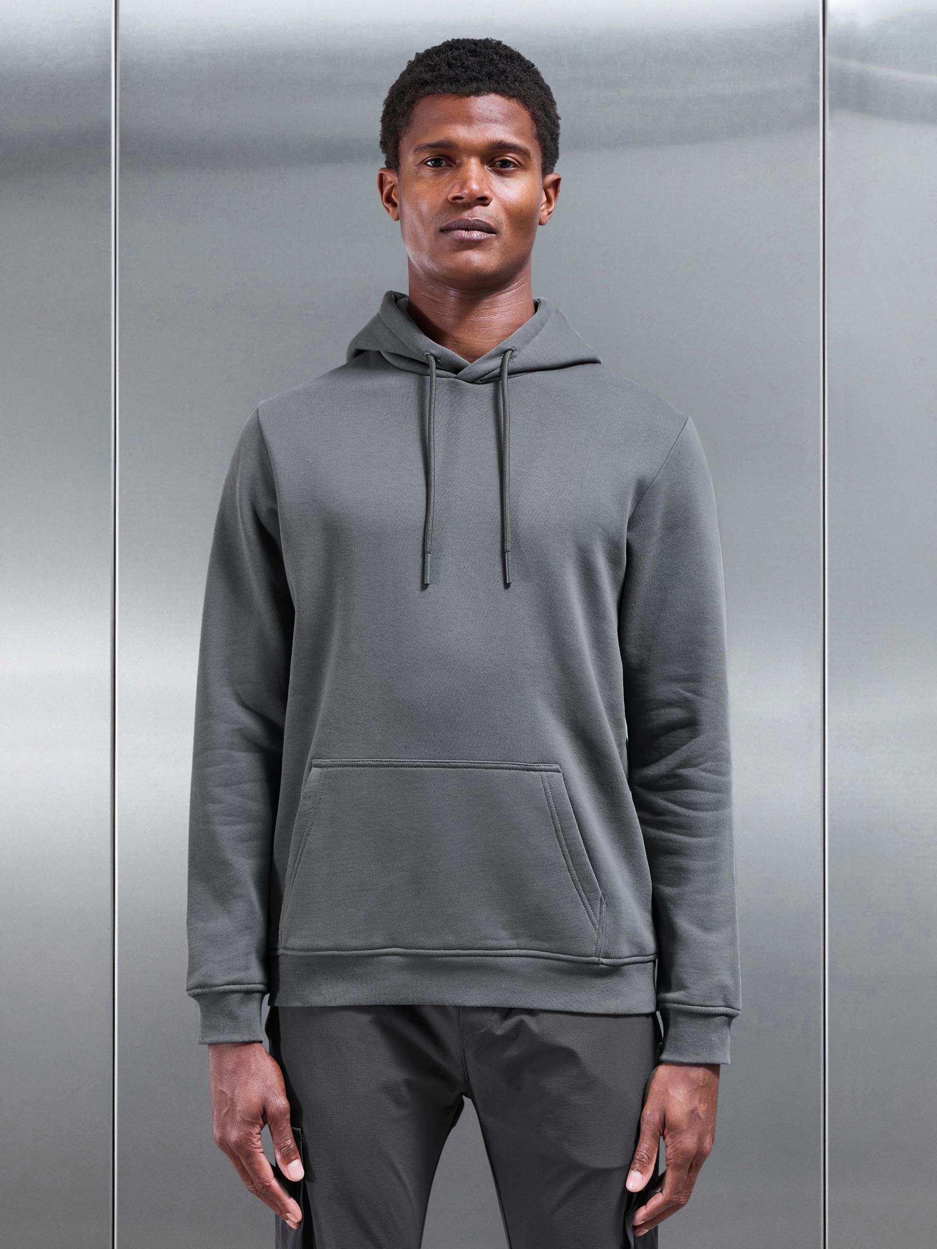 Essential Drawcord Jersey Hoodie in Grey