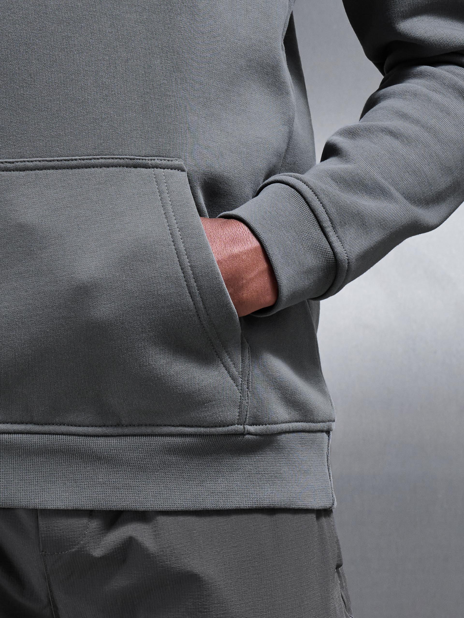 Essential Drawcord Jersey Hoodie in Grey