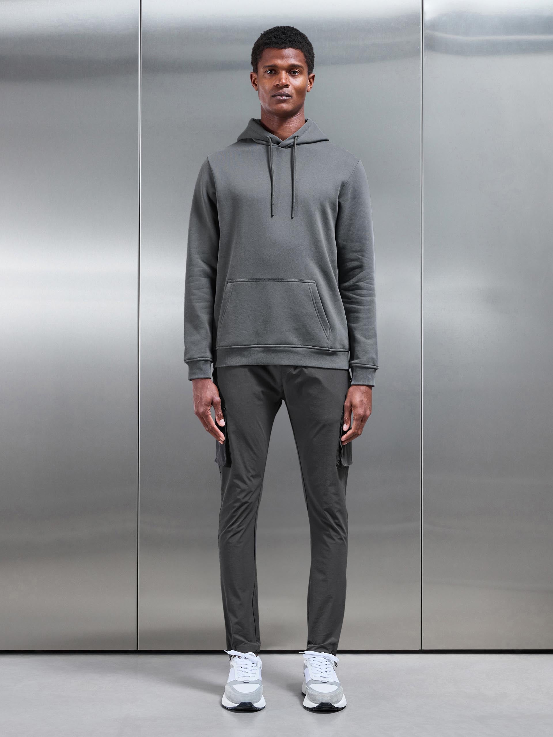 Essential Drawcord Jersey Hoodie in Grey