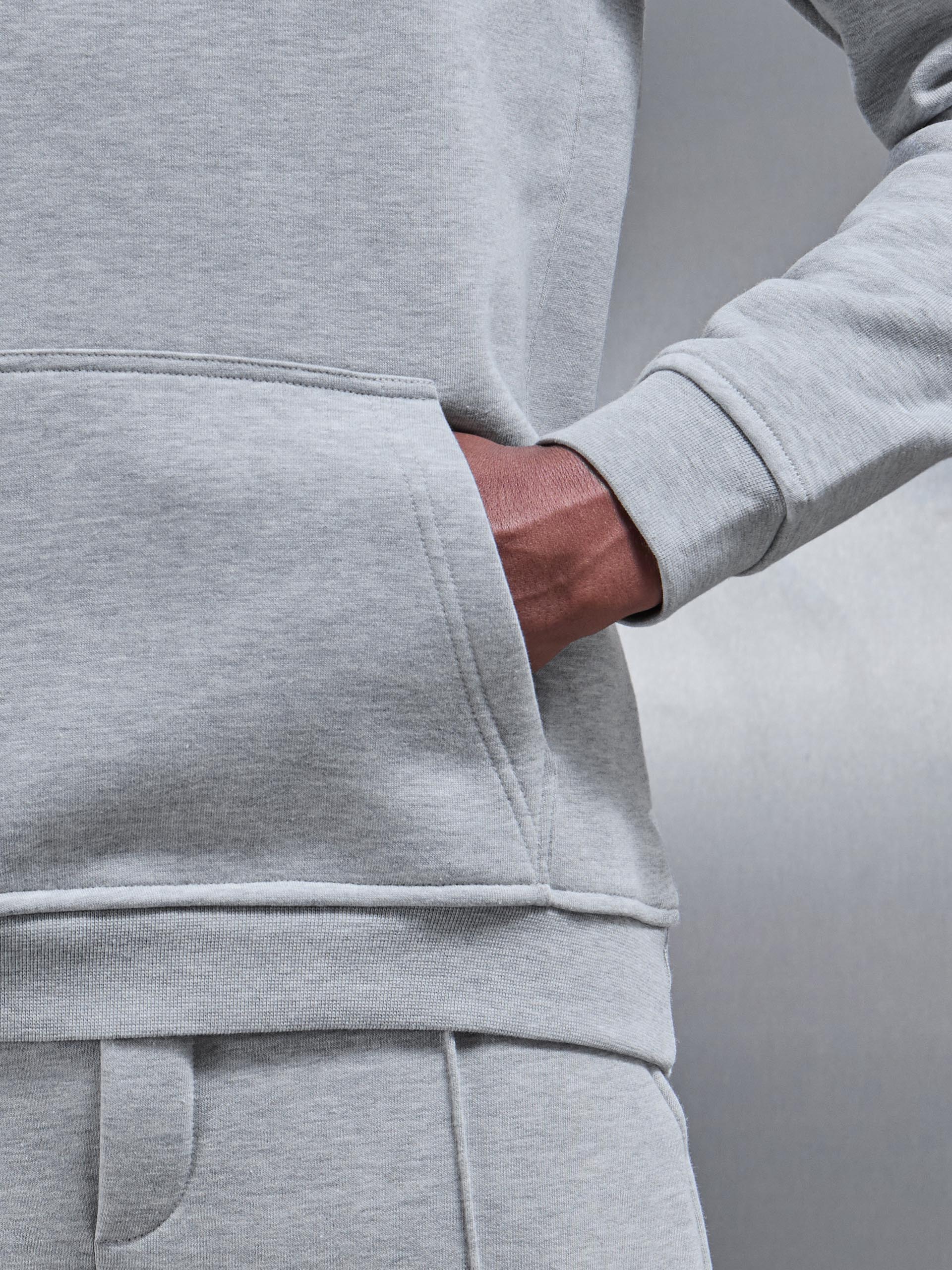 Essential Drawcord Jersey Hoodie in Marl Grey