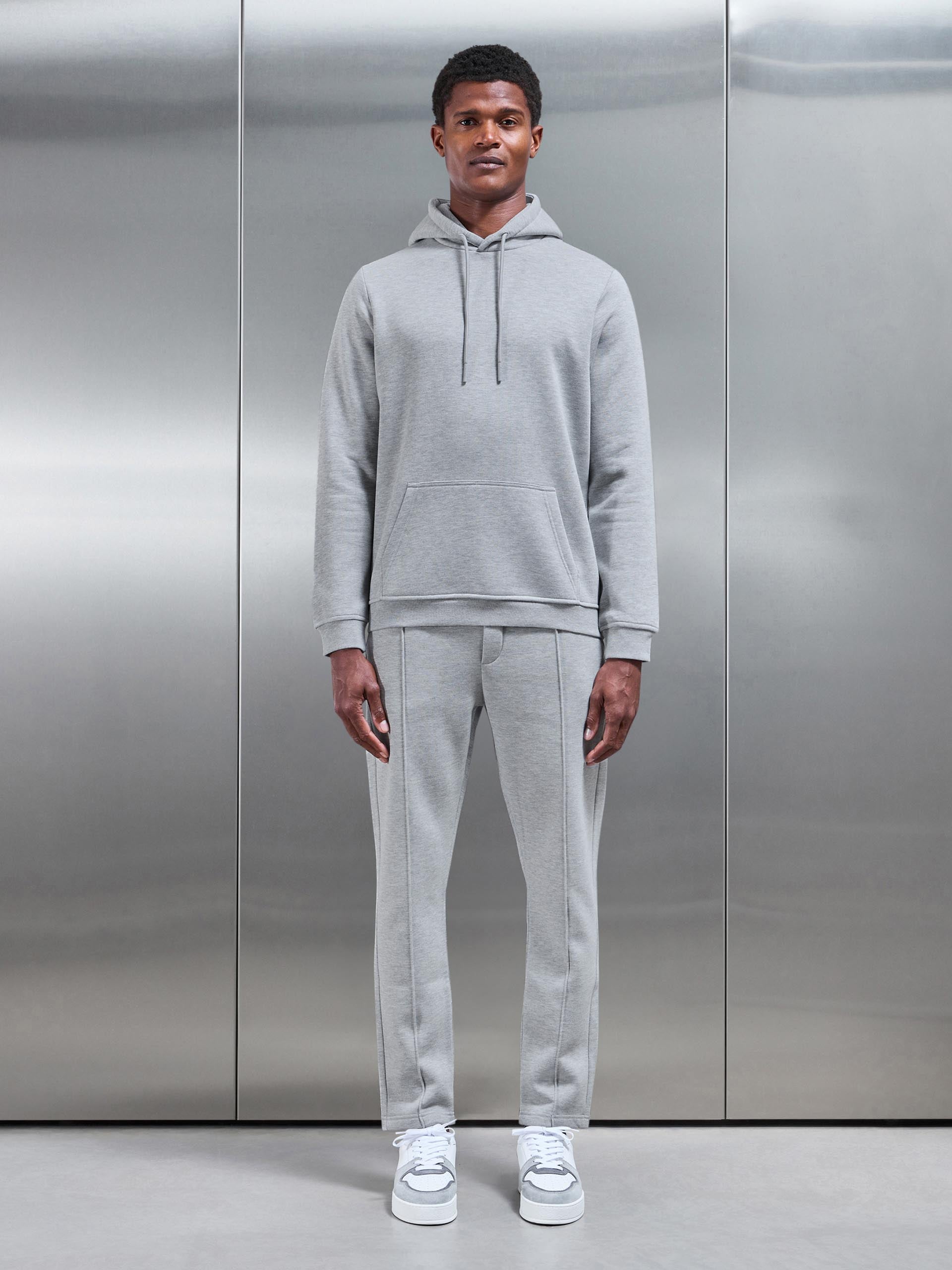 Essential Drawcord Jersey Hoodie in Marl Grey