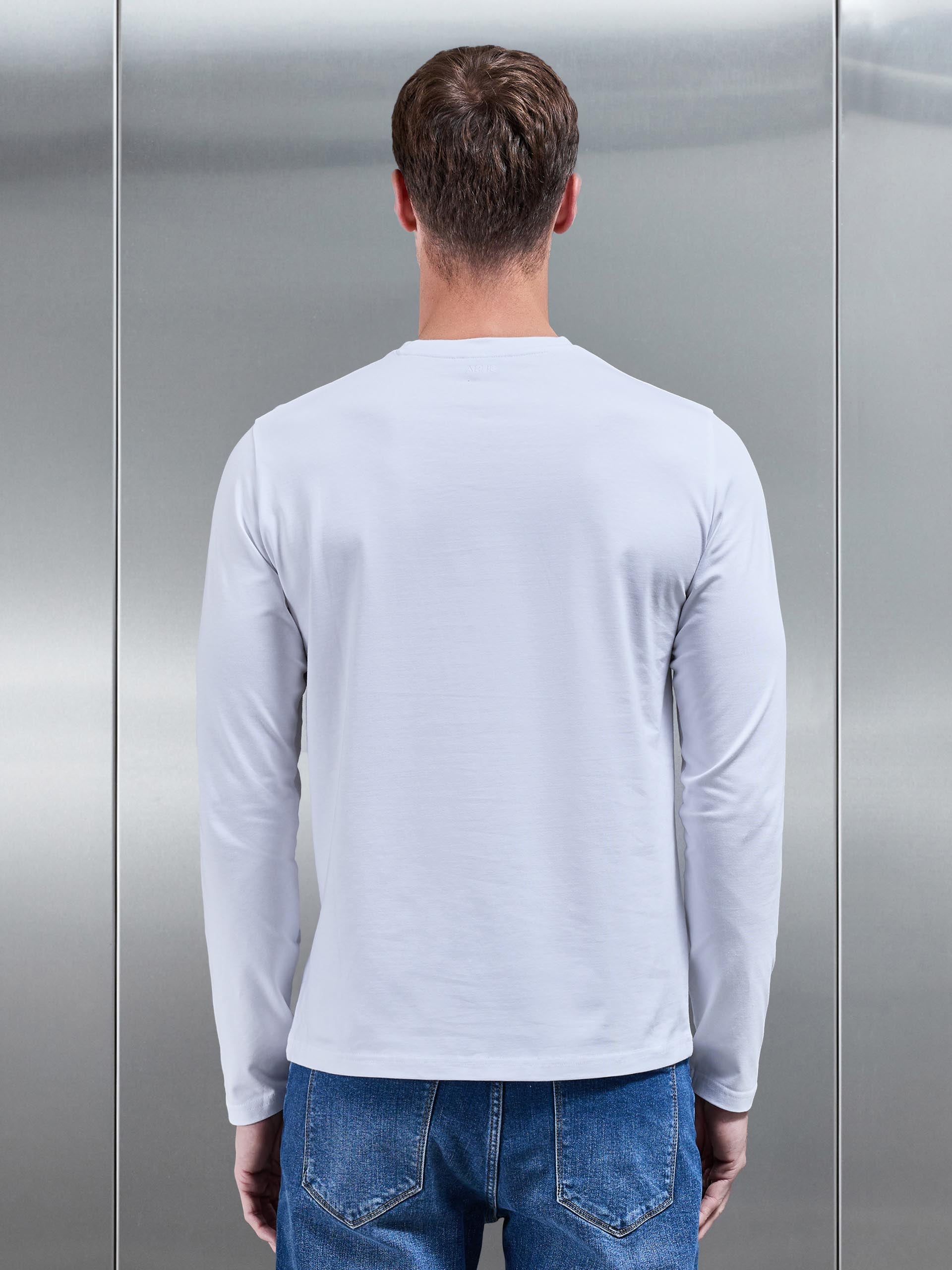 Essential Long Sleeve Slim Fit Stretch T-Shirt in White