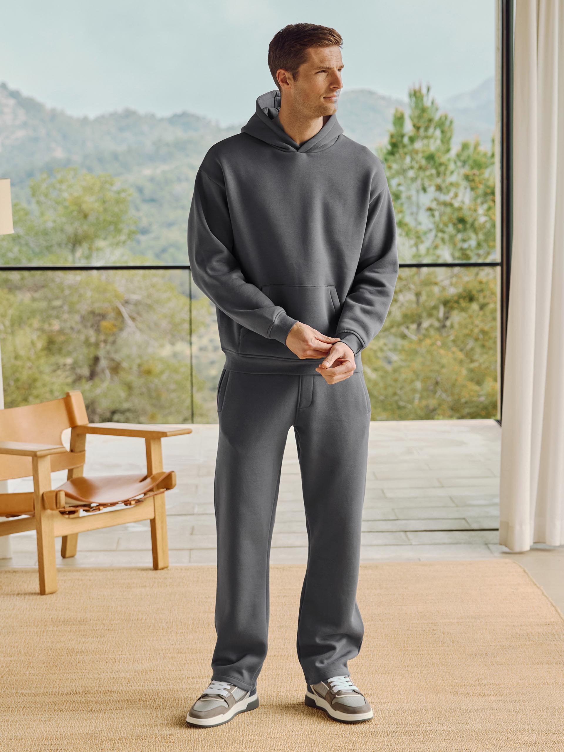 Essential Straight Leg Jersey Jogger in Grey