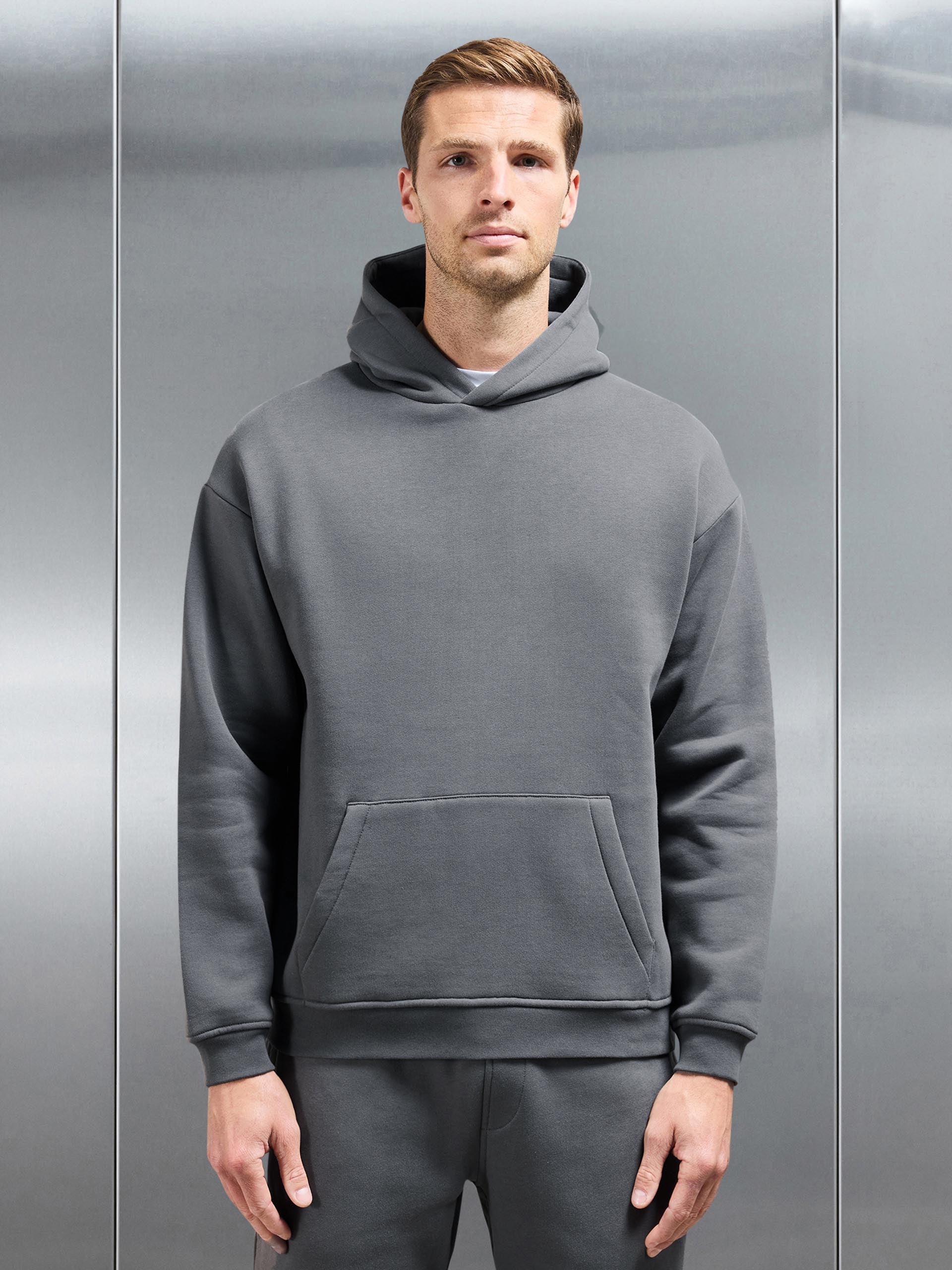 Essential Relaxed Jersey Hoodie in Grey