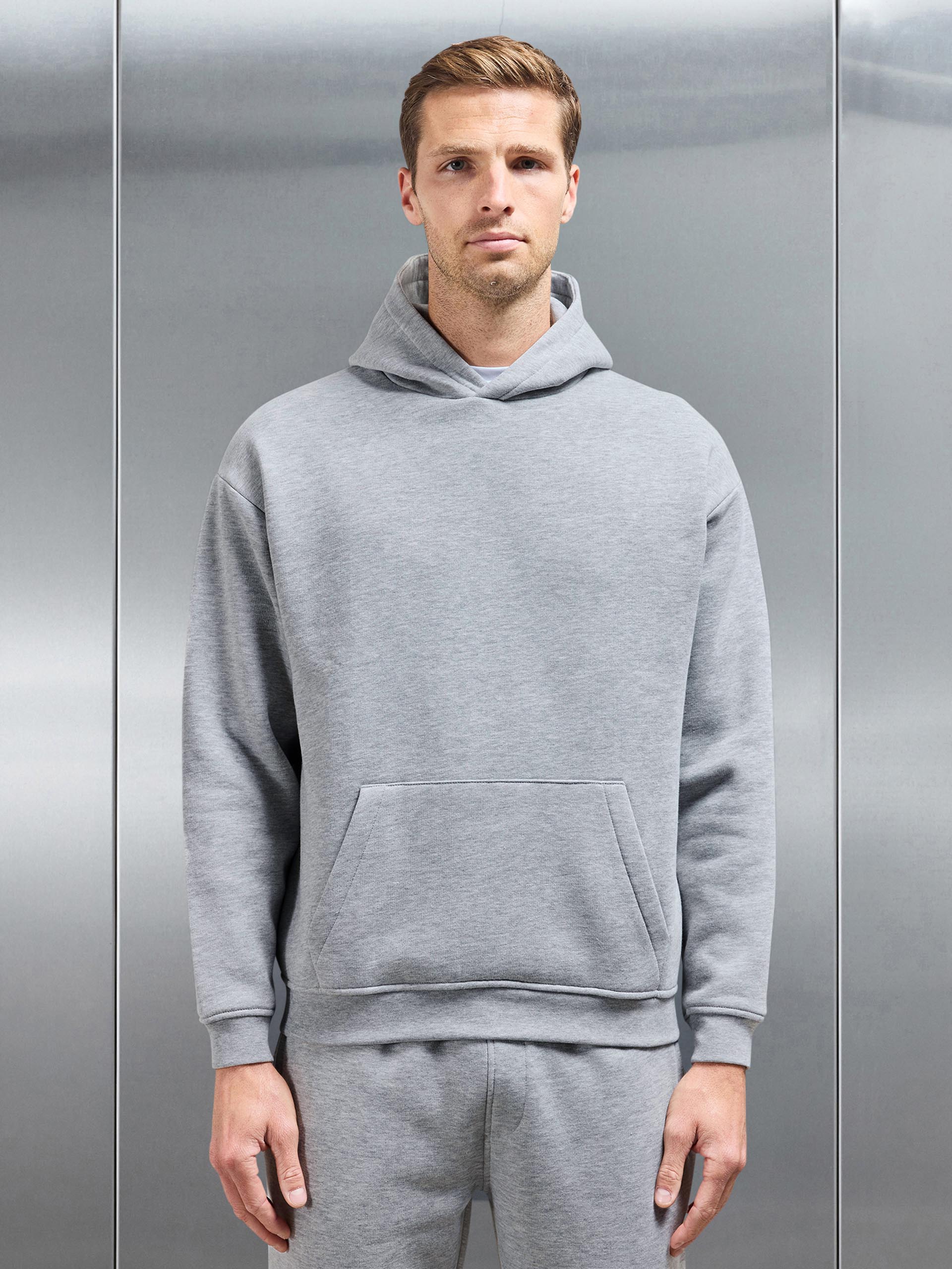 Essential Relaxed Jersey Hoodie in Marl Grey