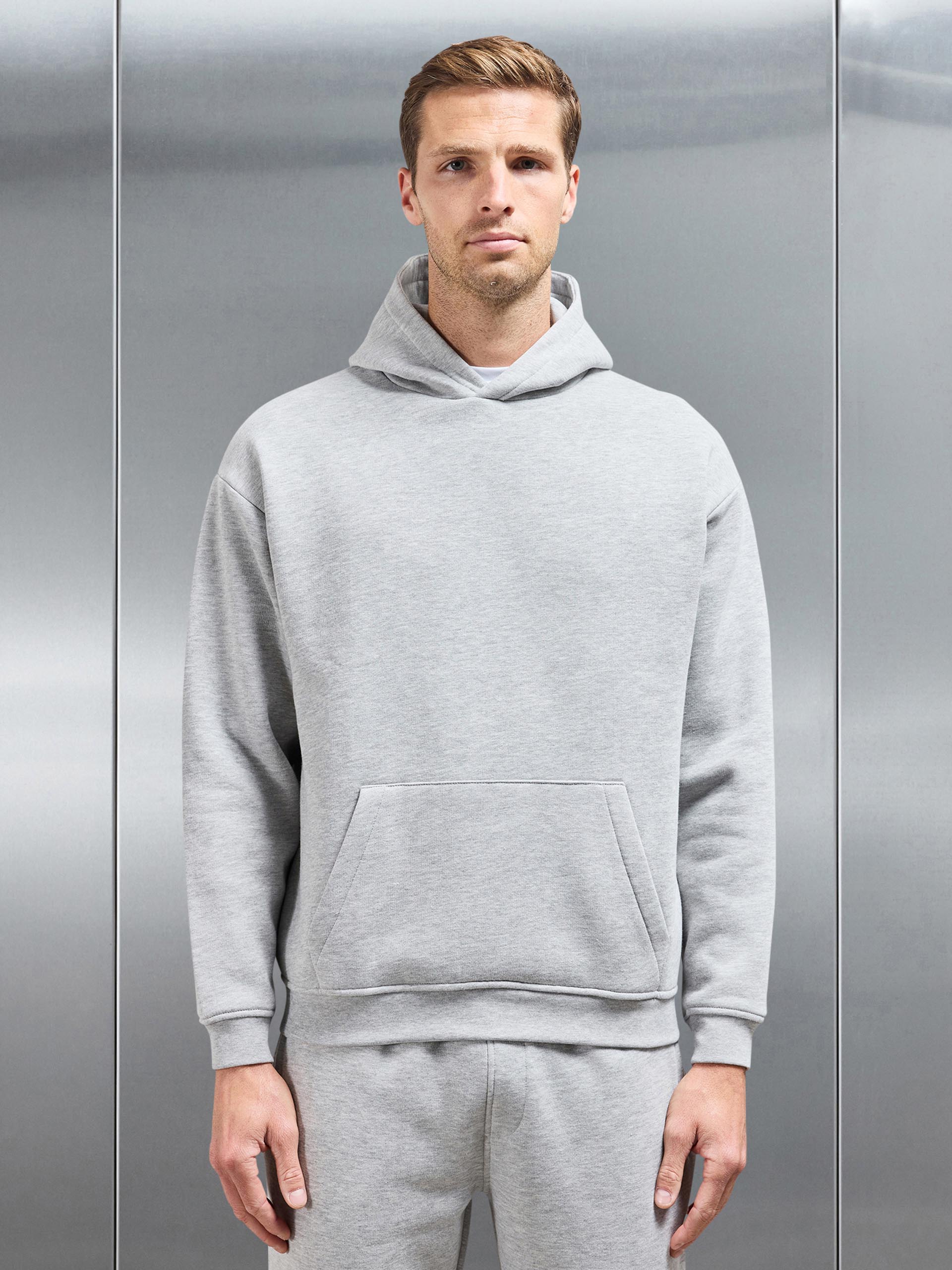 Essential Relaxed Fit Hoodie in Marl Grey