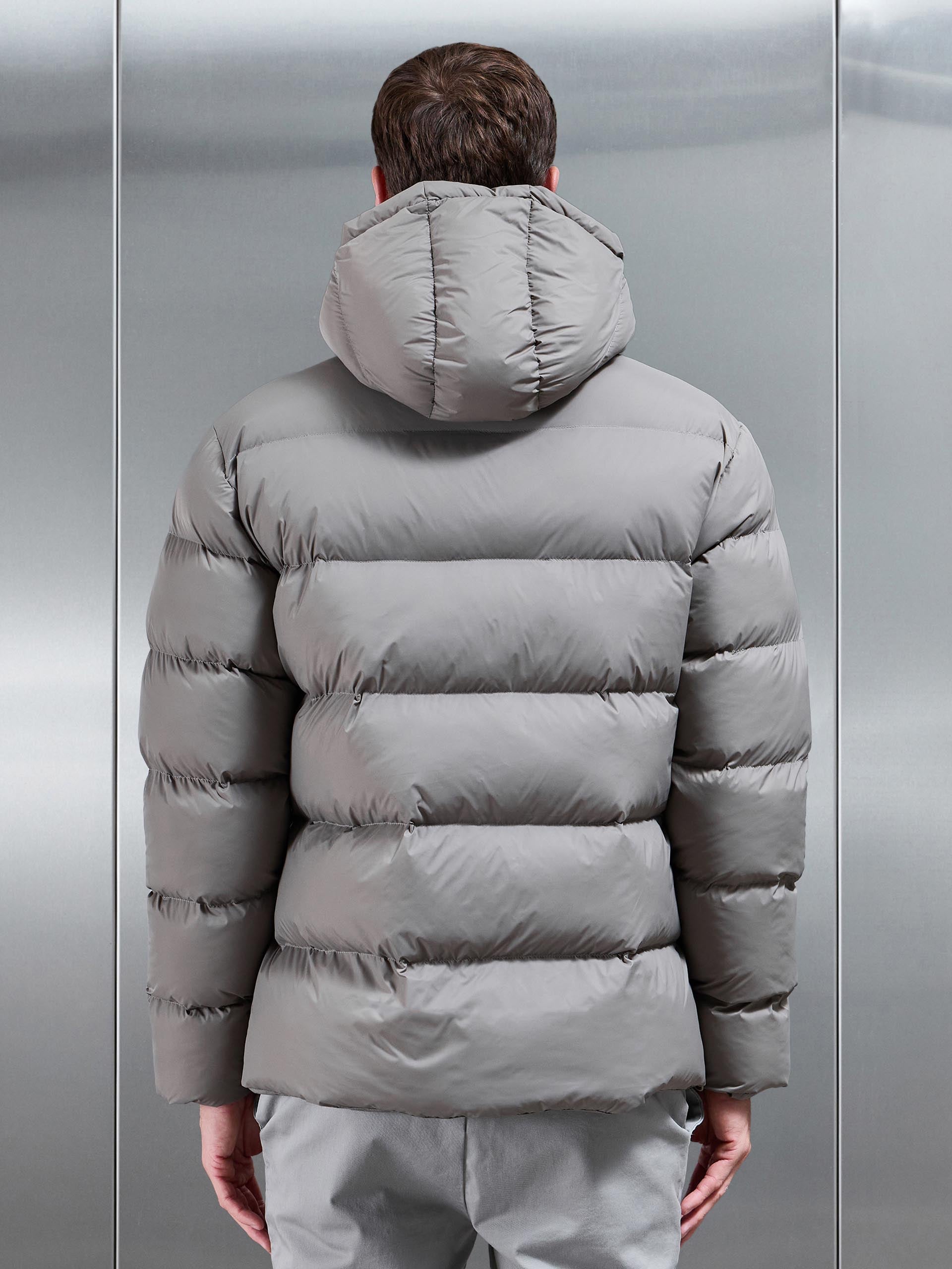 Essential Short Puffer Jacket in Taupe
