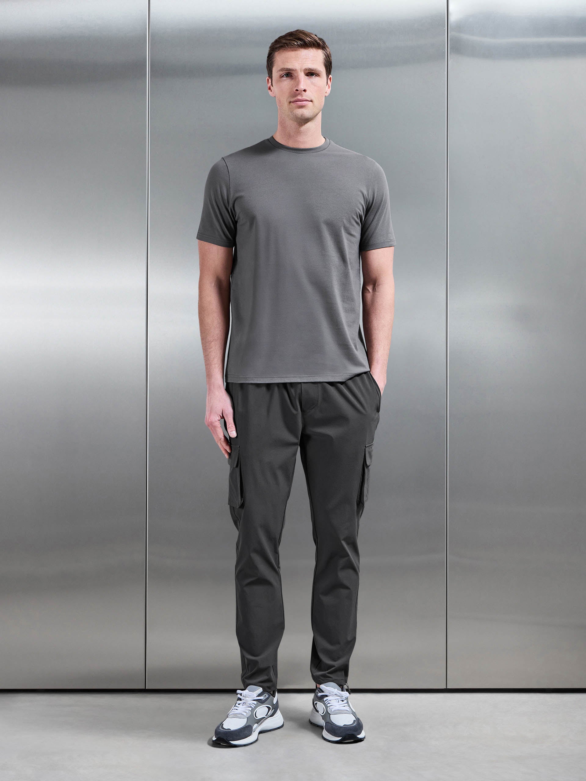 Essential Slim Fit Cotton Stretch T-Shirt in Grey