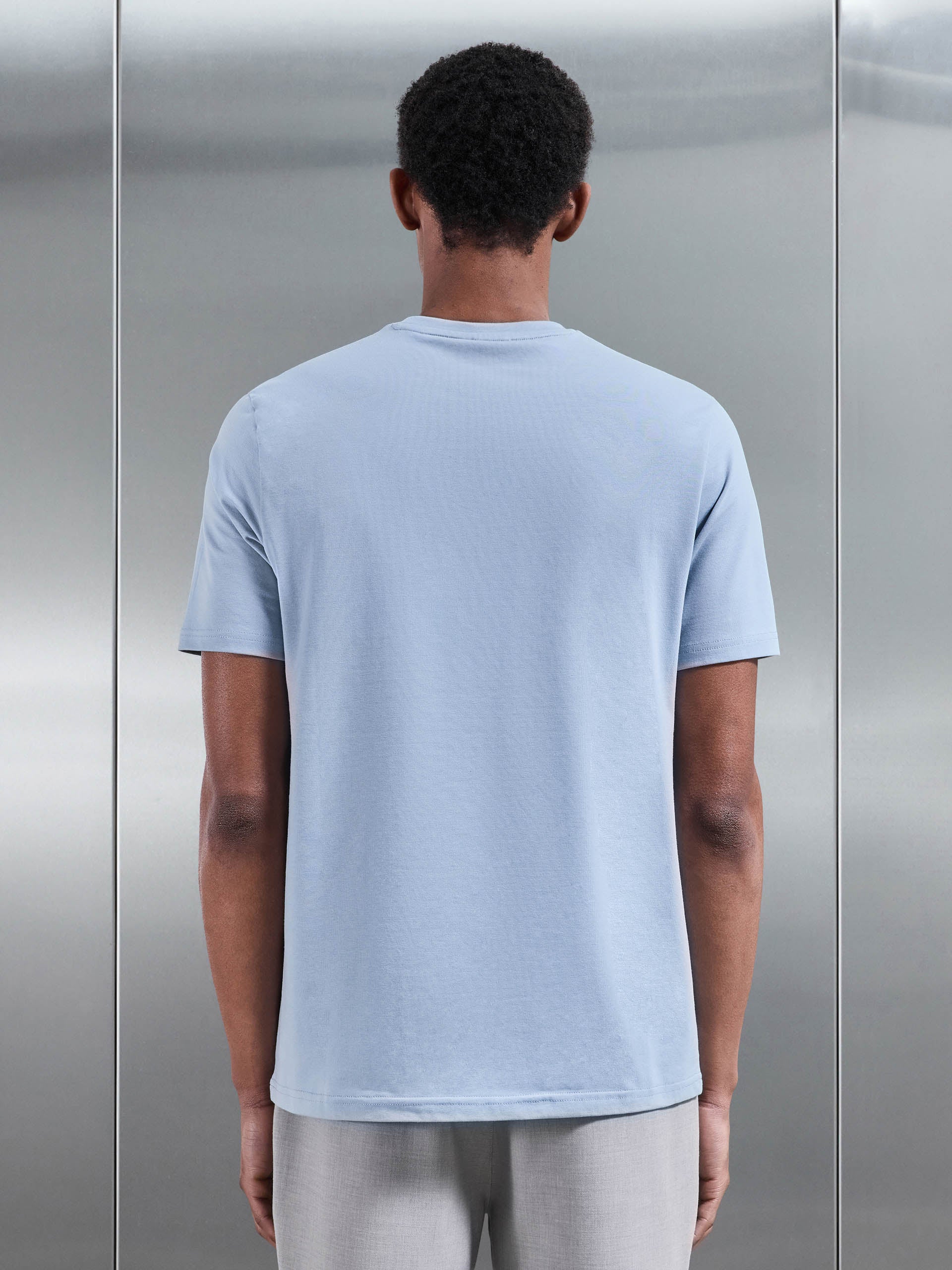 Essential Slim Fit Cotton Stretch T-Shirt in Light Blue