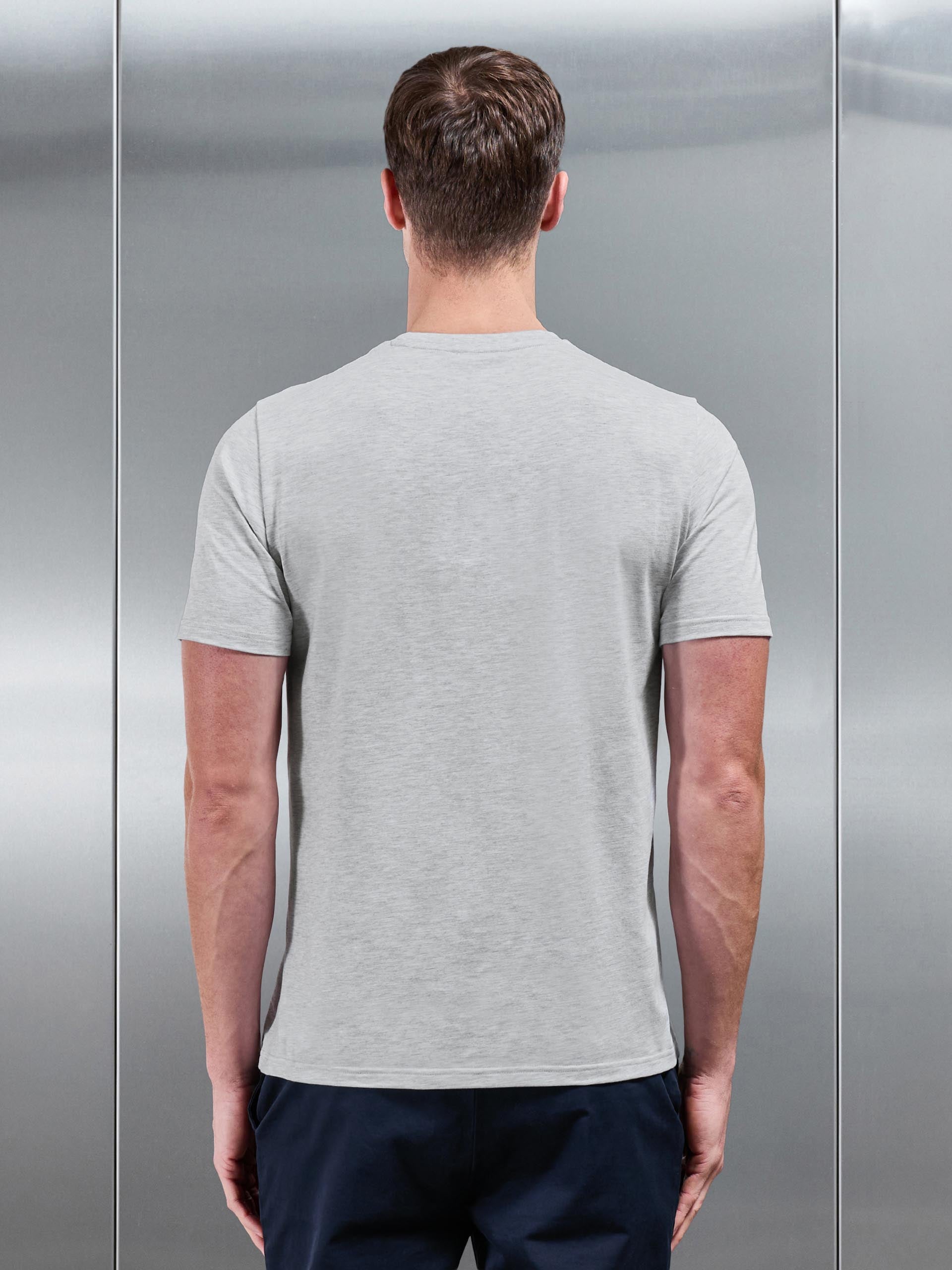 Essential Slim Fit Cotton Stretch T-Shirt in Marl Grey