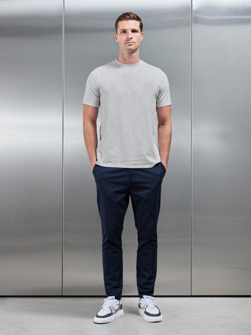 Essential Slim Fit Cotton Stretch T-Shirt in Marl Grey