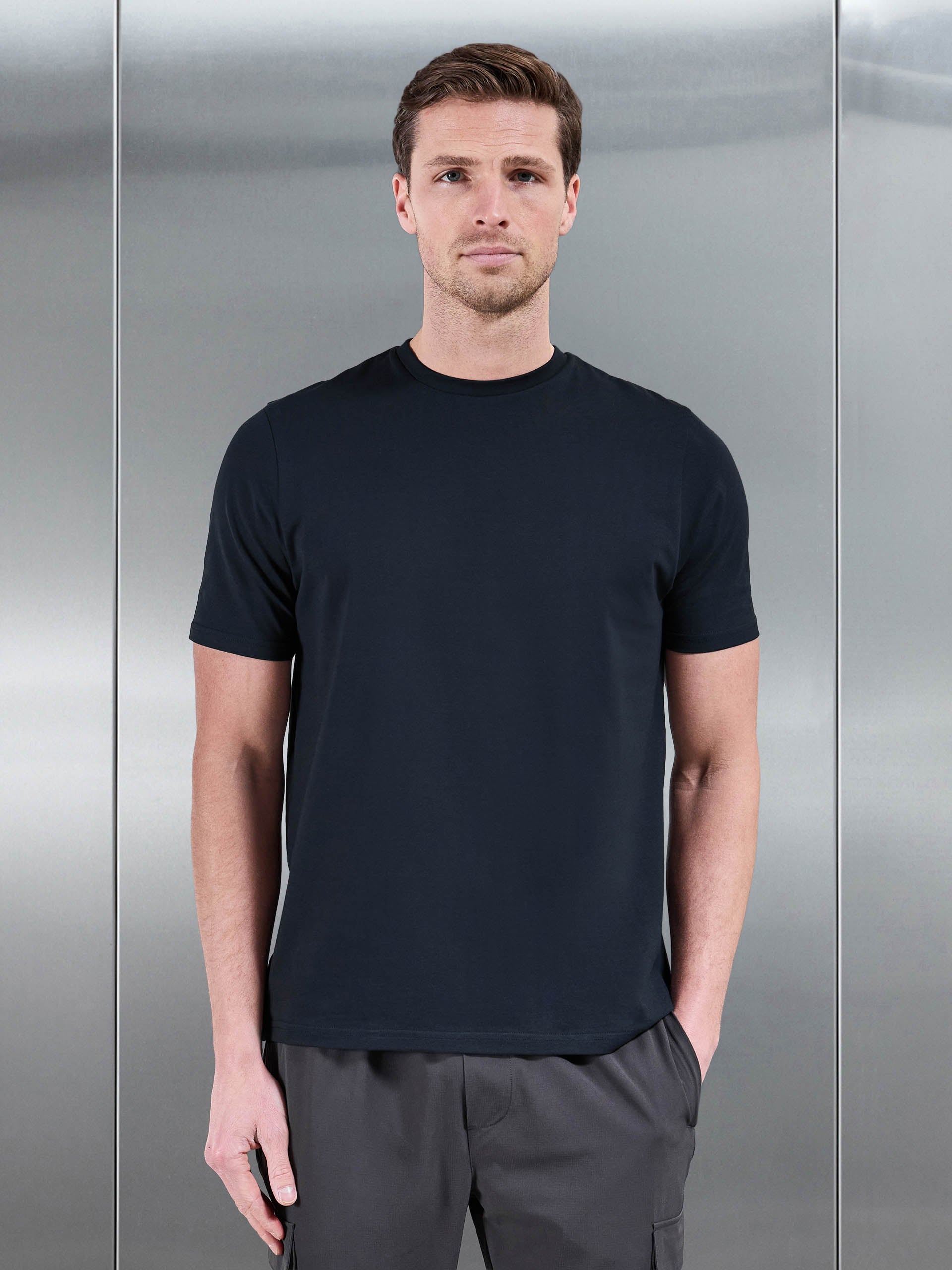 Essential Slim Fit Cotton Stretch T-Shirt in Navy