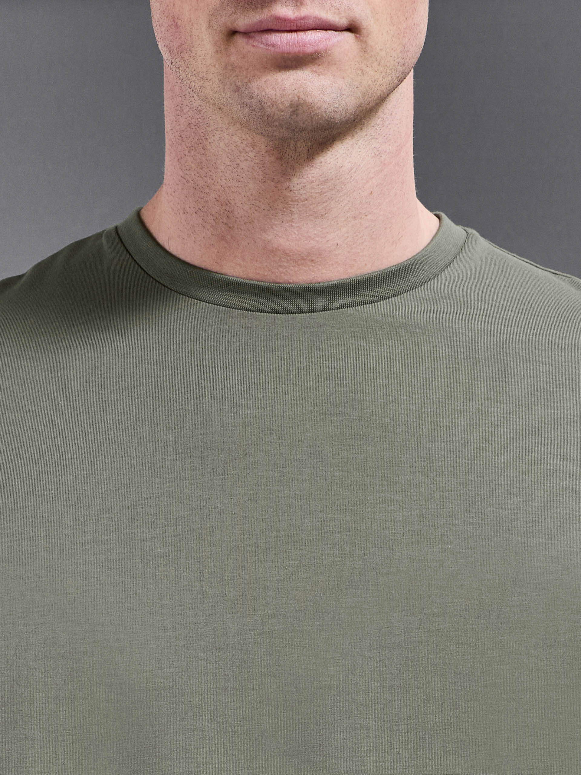 Essential Slim Fit Cotton Stretch T-Shirt in Sage