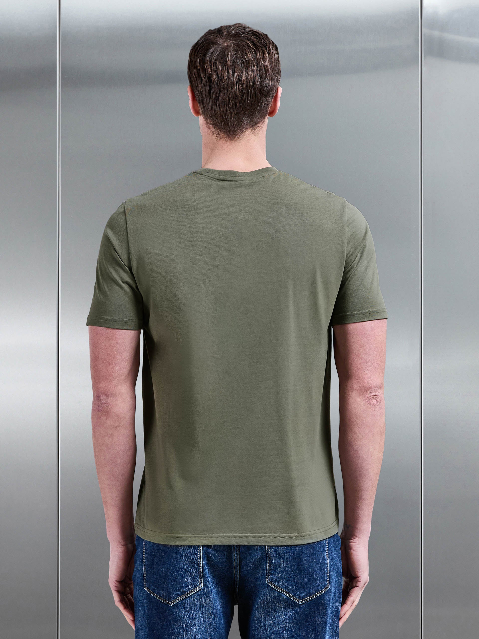 Essential Slim Fit Cotton Stretch T-Shirt in Sage