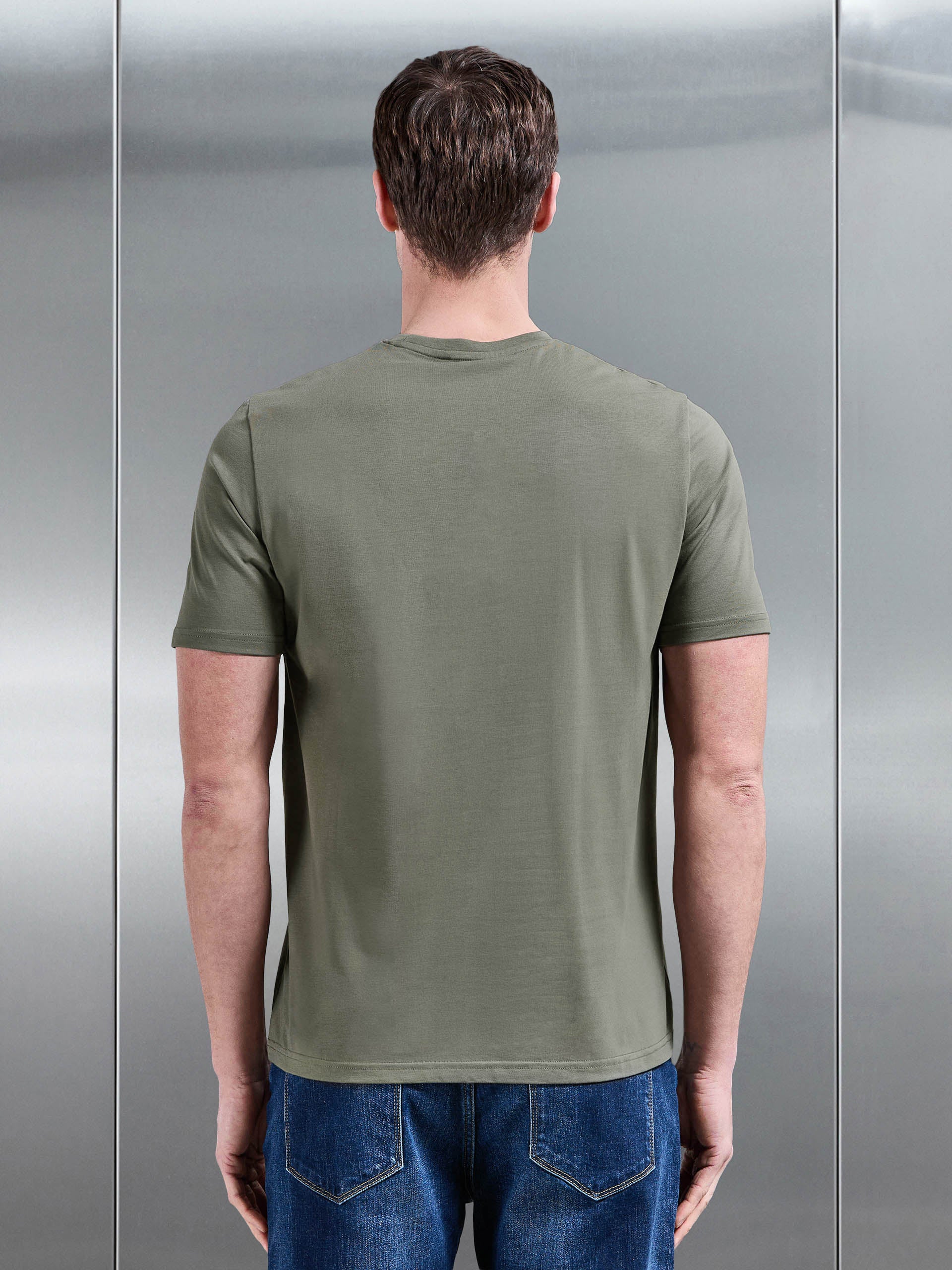 Essential Slim Fit Cotton Stretch T-Shirt in Sage