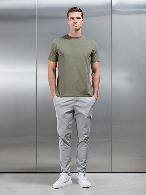 Essential Slim Fit Cotton Stretch T-Shirt in Sage
