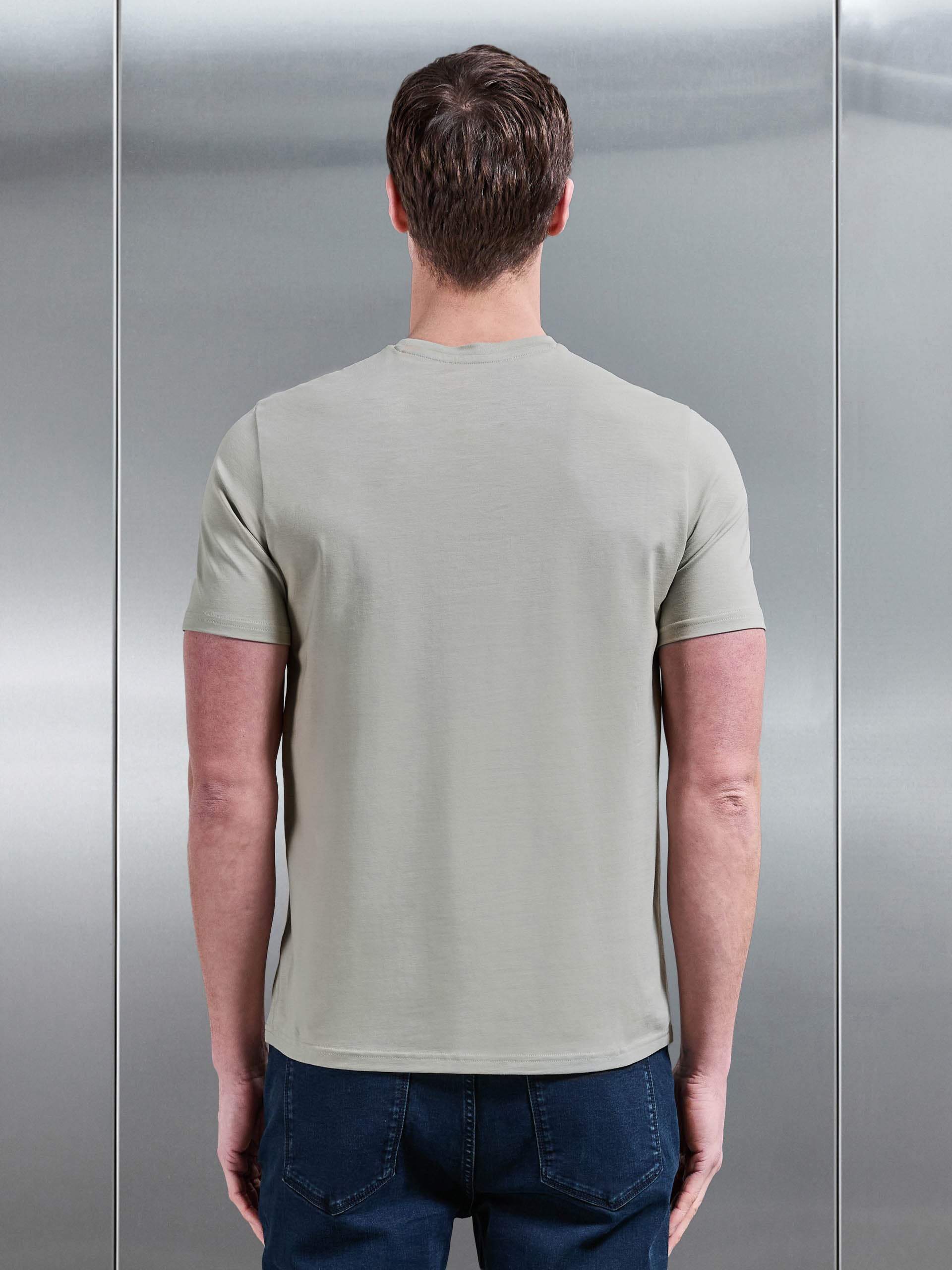 Essential Slim Fit Cotton Stretch T-Shirt in Stone