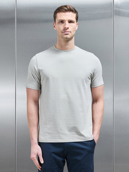 Essential Slim Fit Cotton Stretch T-Shirt in Stone