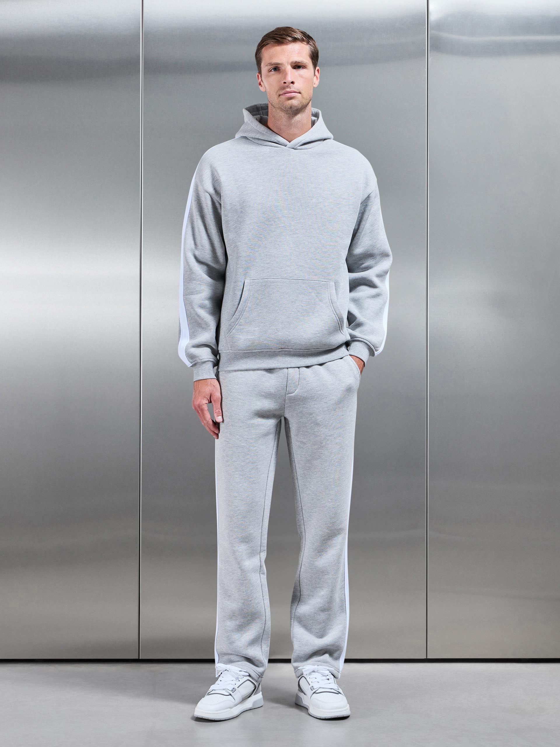 Essential Straight Leg Side Stripe Jogger in Marl Grey