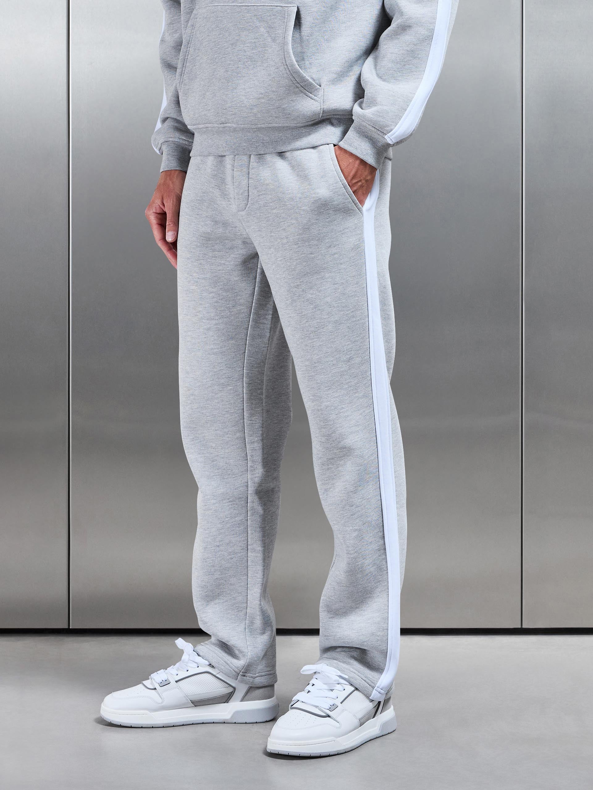 Essential Straight Leg Side Stripe Jogger in Marl Grey